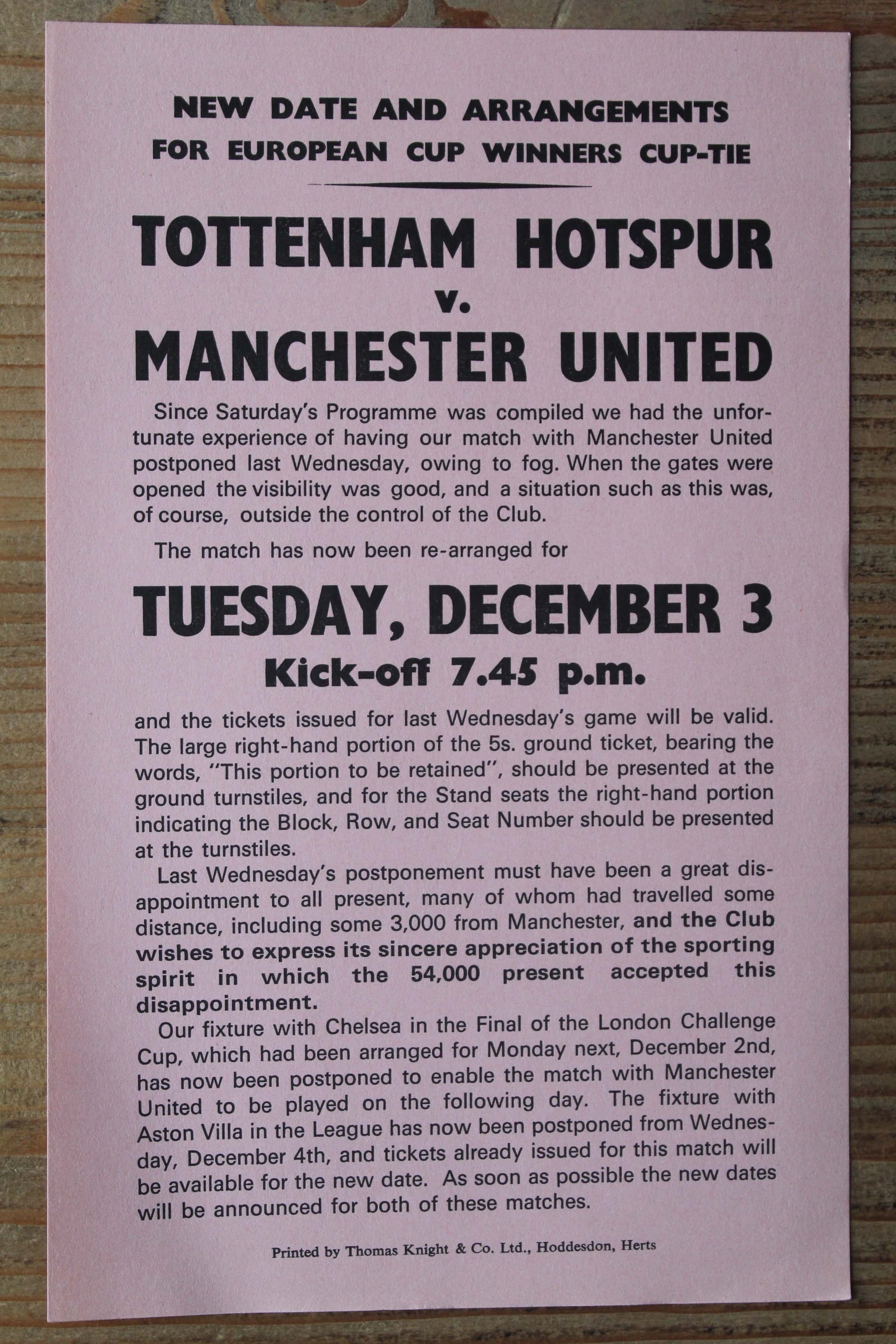 Tottenham Hotspur FC v Manchester United FC