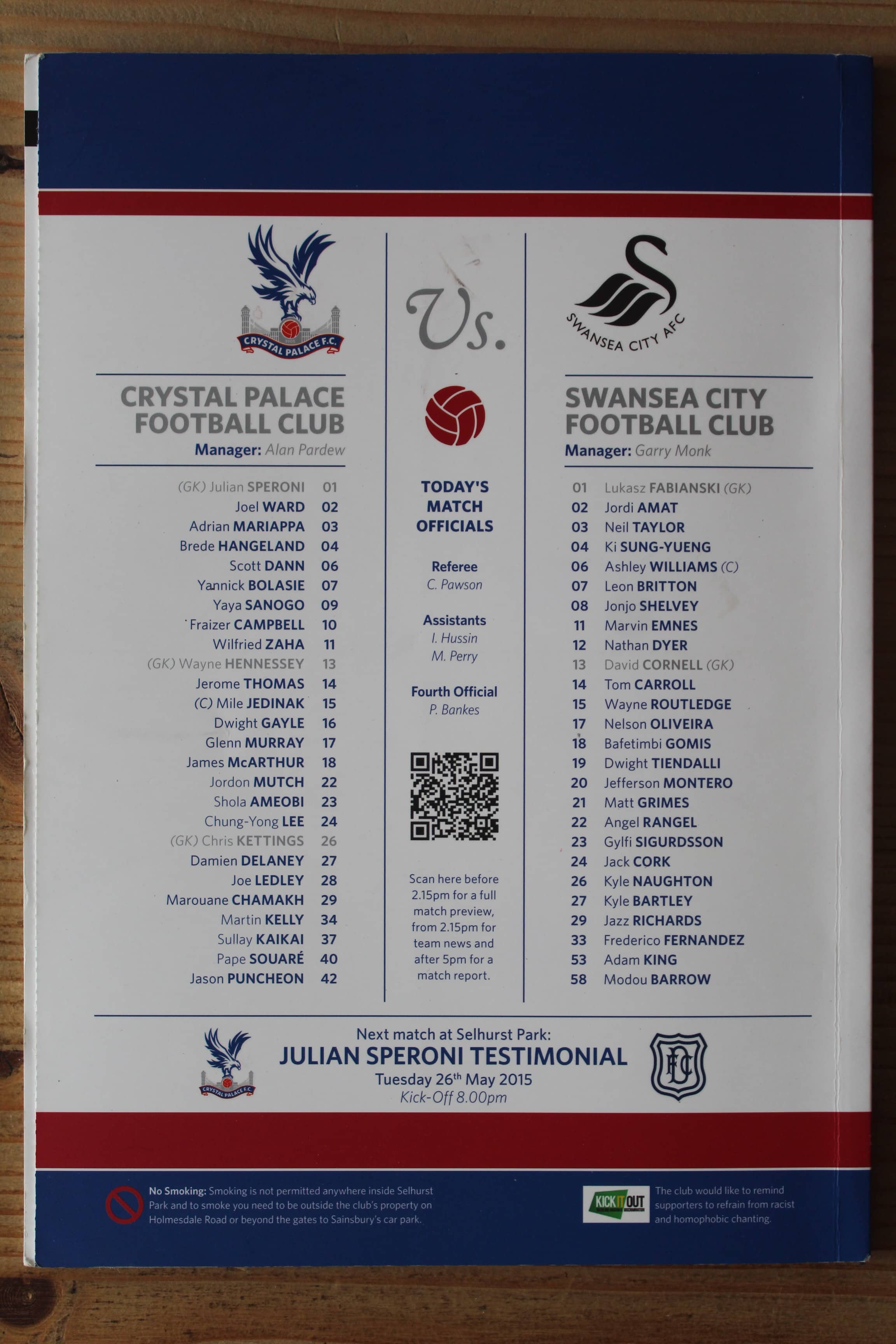 Crystal Palace FC v Swansea City FC