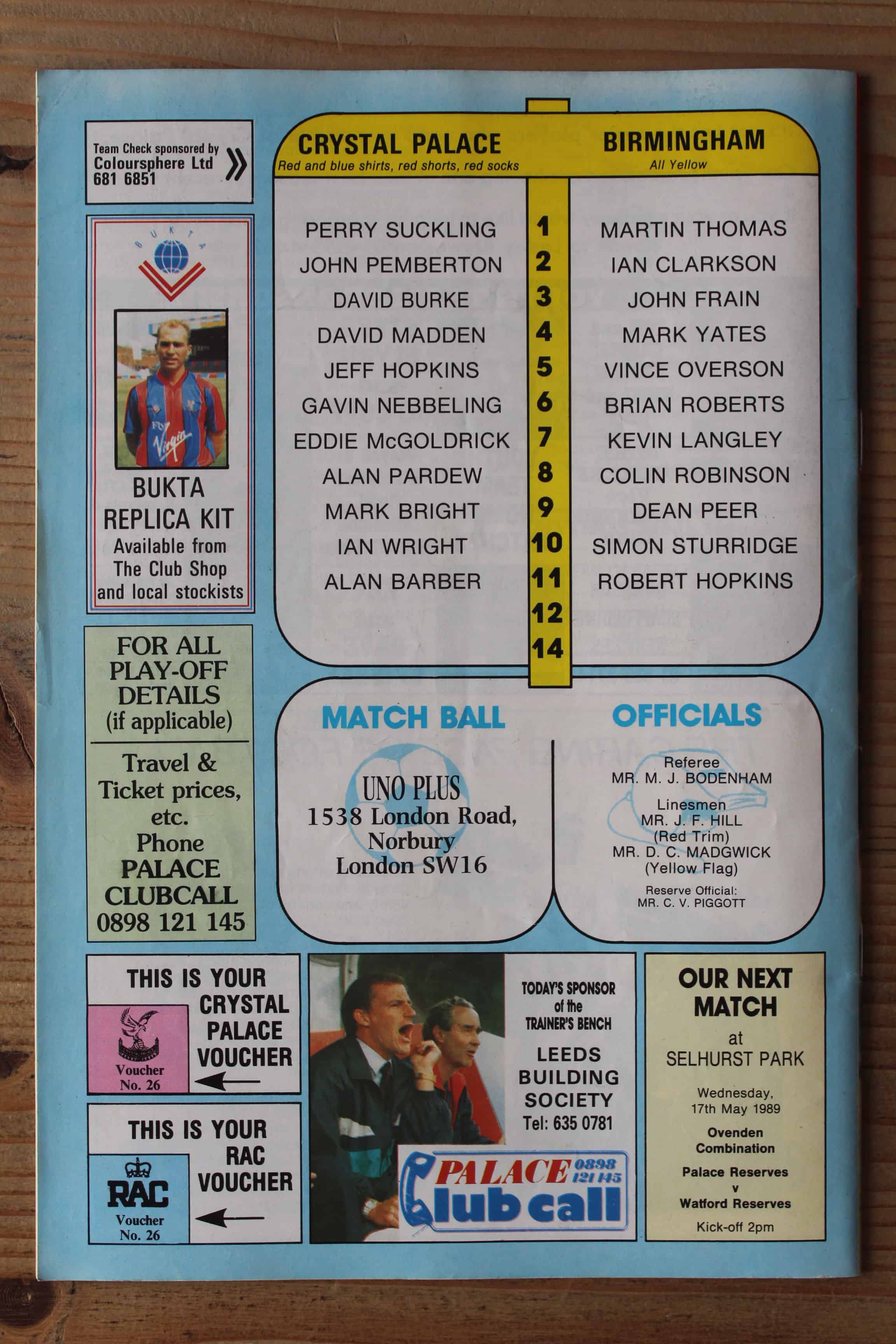 Crystal Palace FC v Birmingham City FC