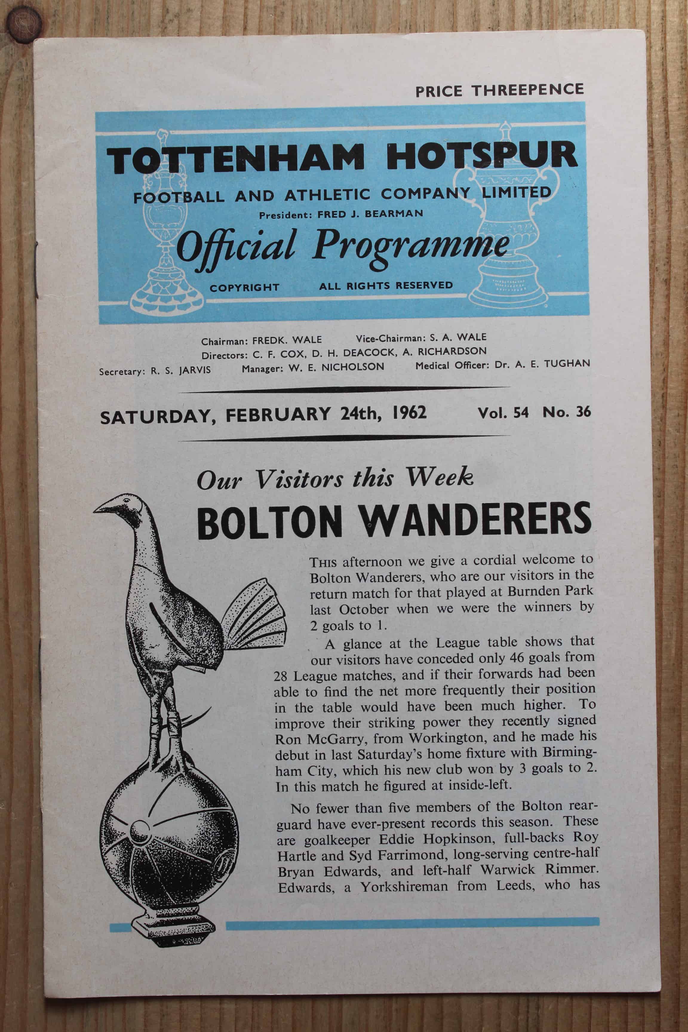 Tottenham Hotspur FC v Bolton Wanderers FC