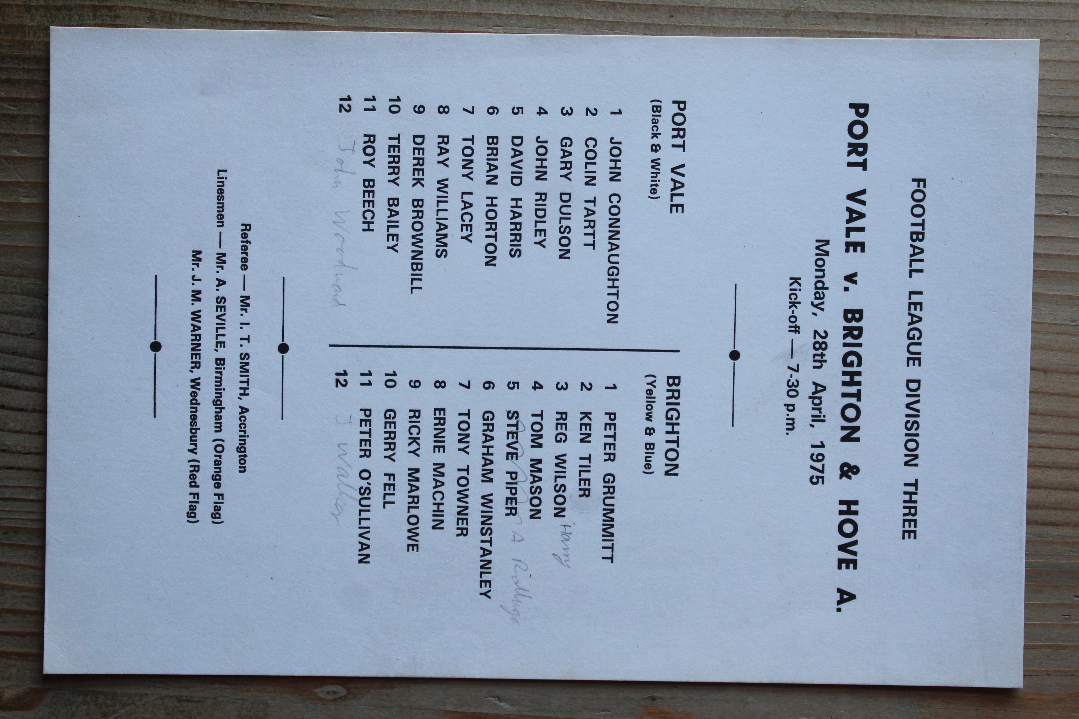 Port Vale FC v Brighton & Hove Albion FC