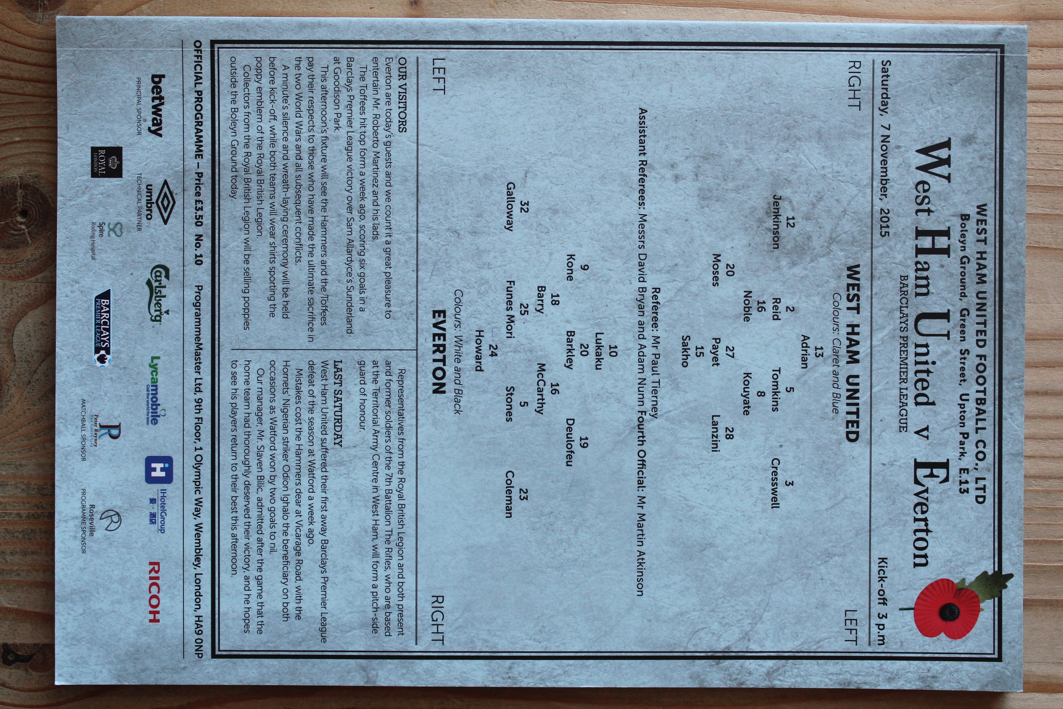 West Ham United FC v Everton FC