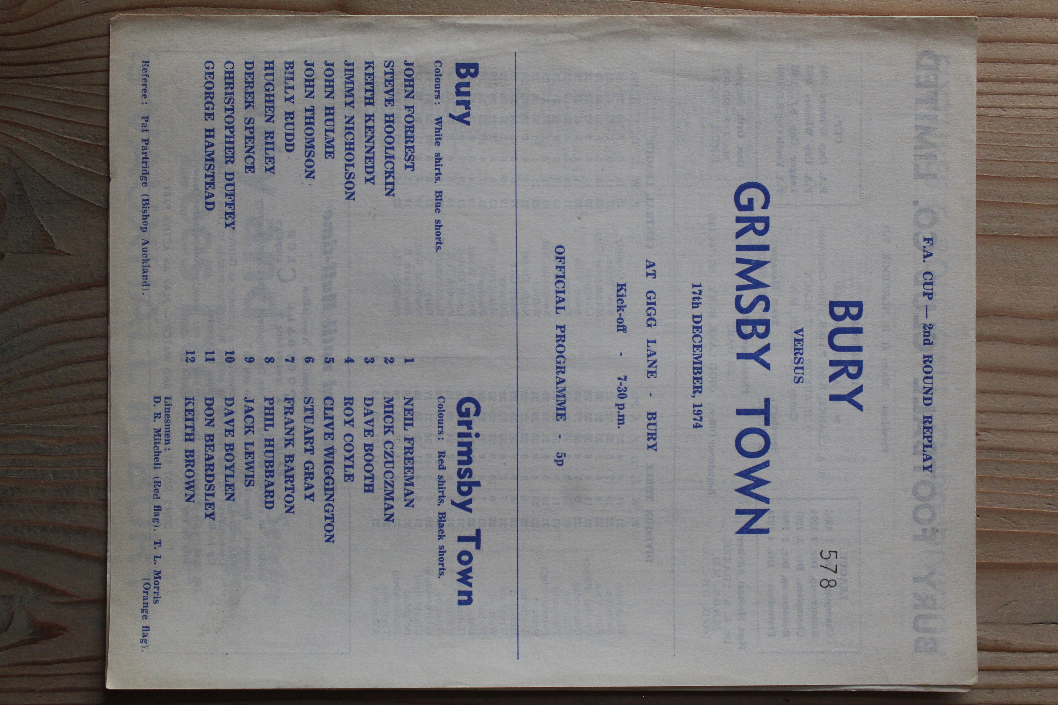 Bury FC v Grimsby Town FC