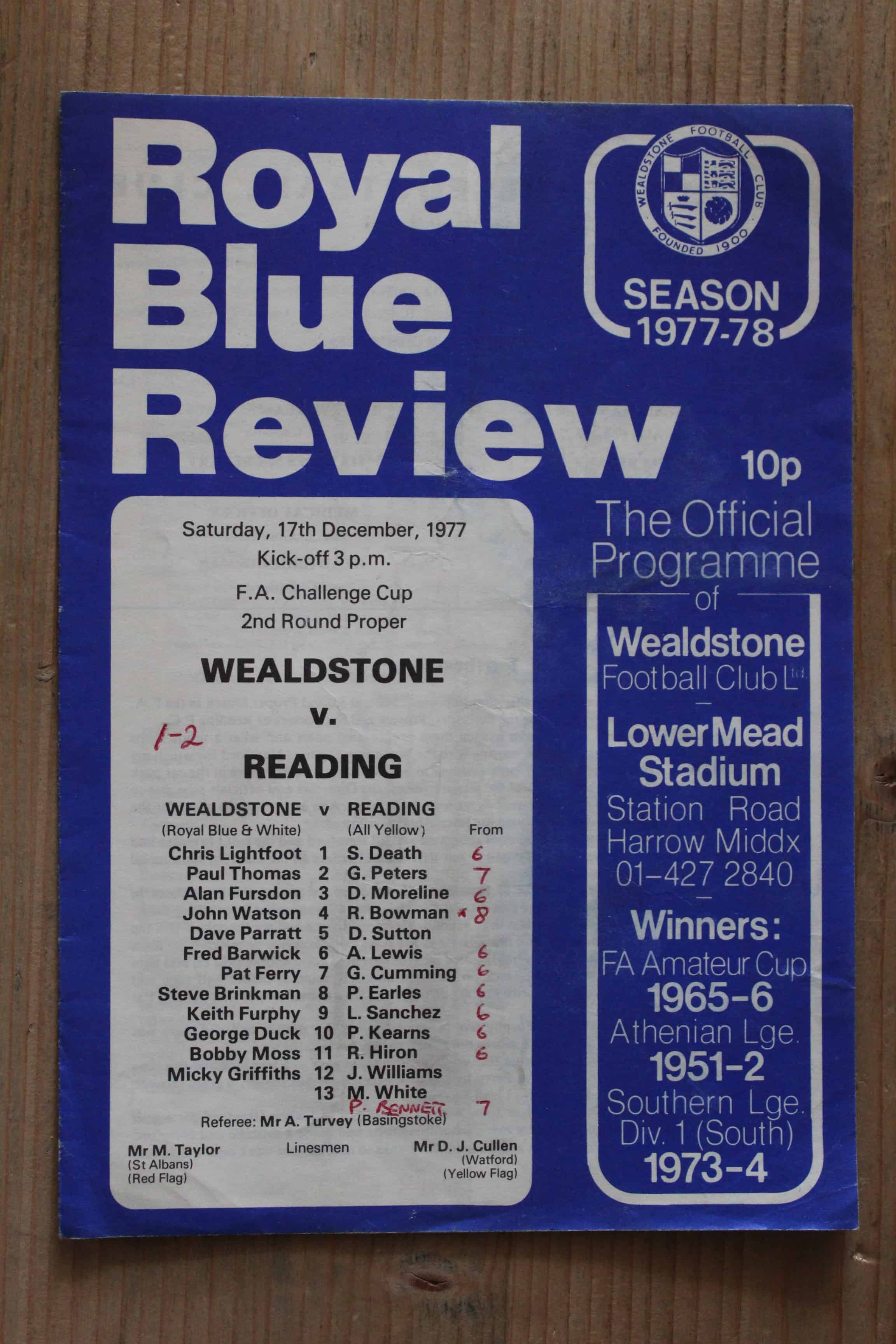 Wealdstone v Reading FC