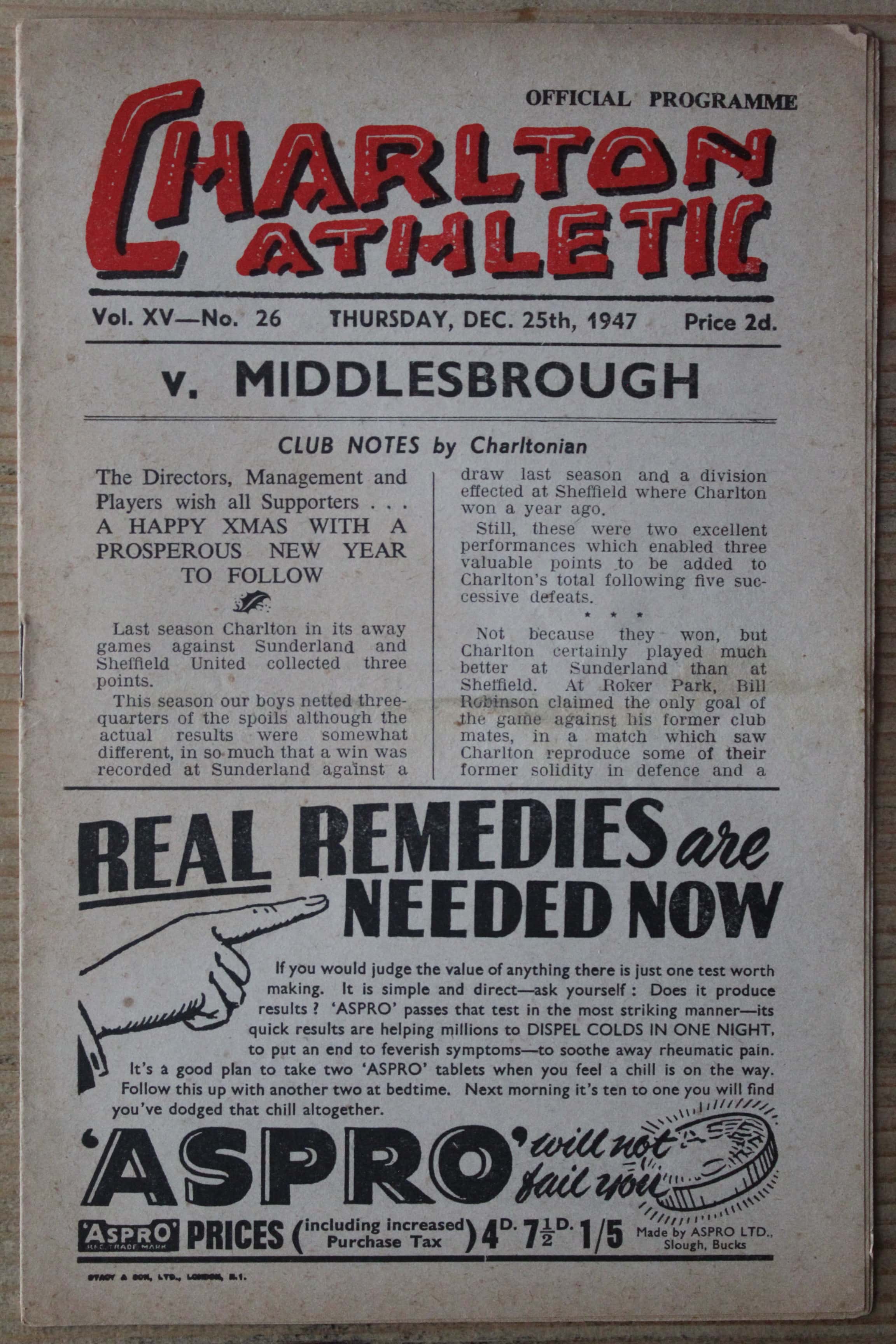 Charlton Athletic FC v Middlesbrough FC