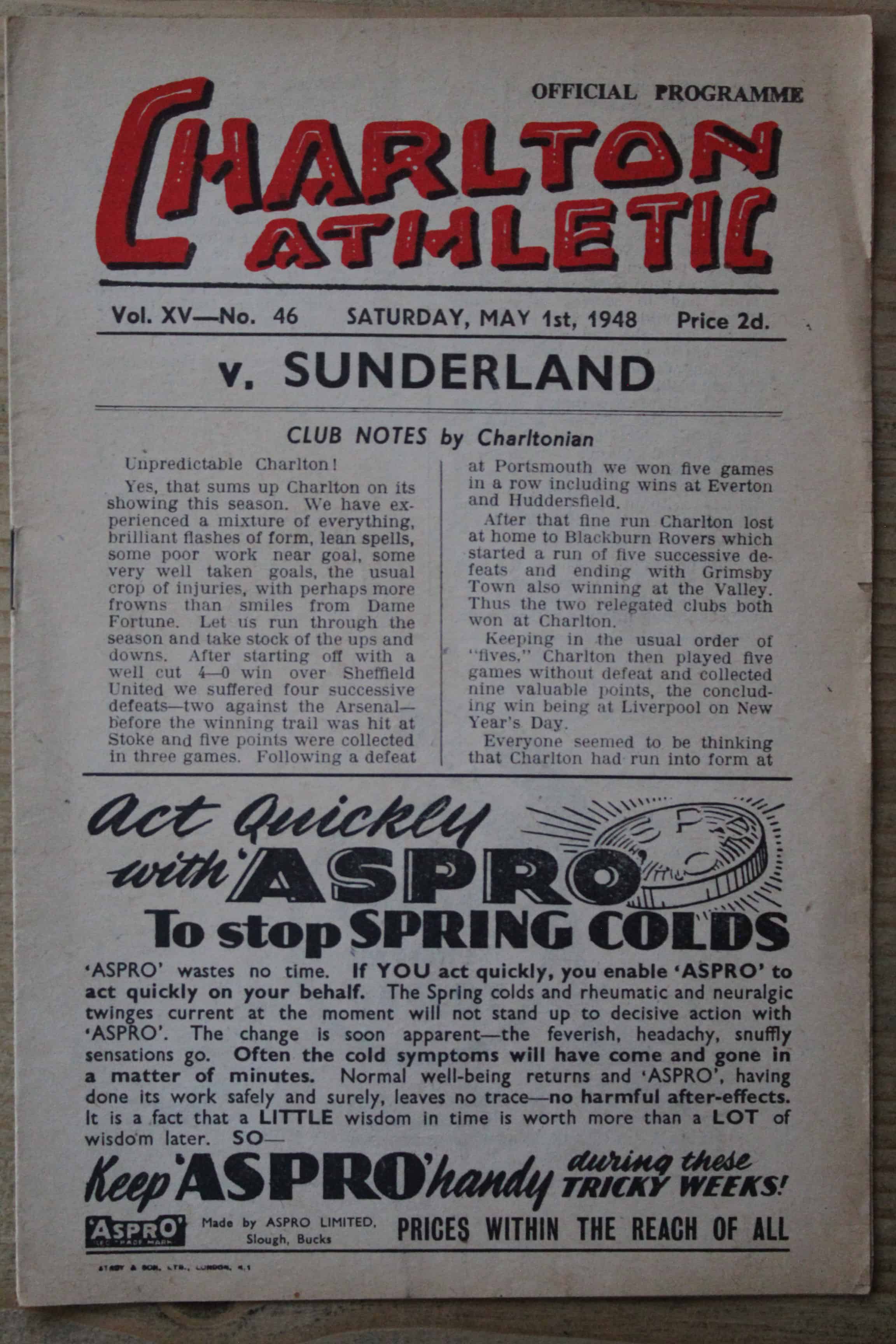 Charlton Athletic FC v Sunderland FC