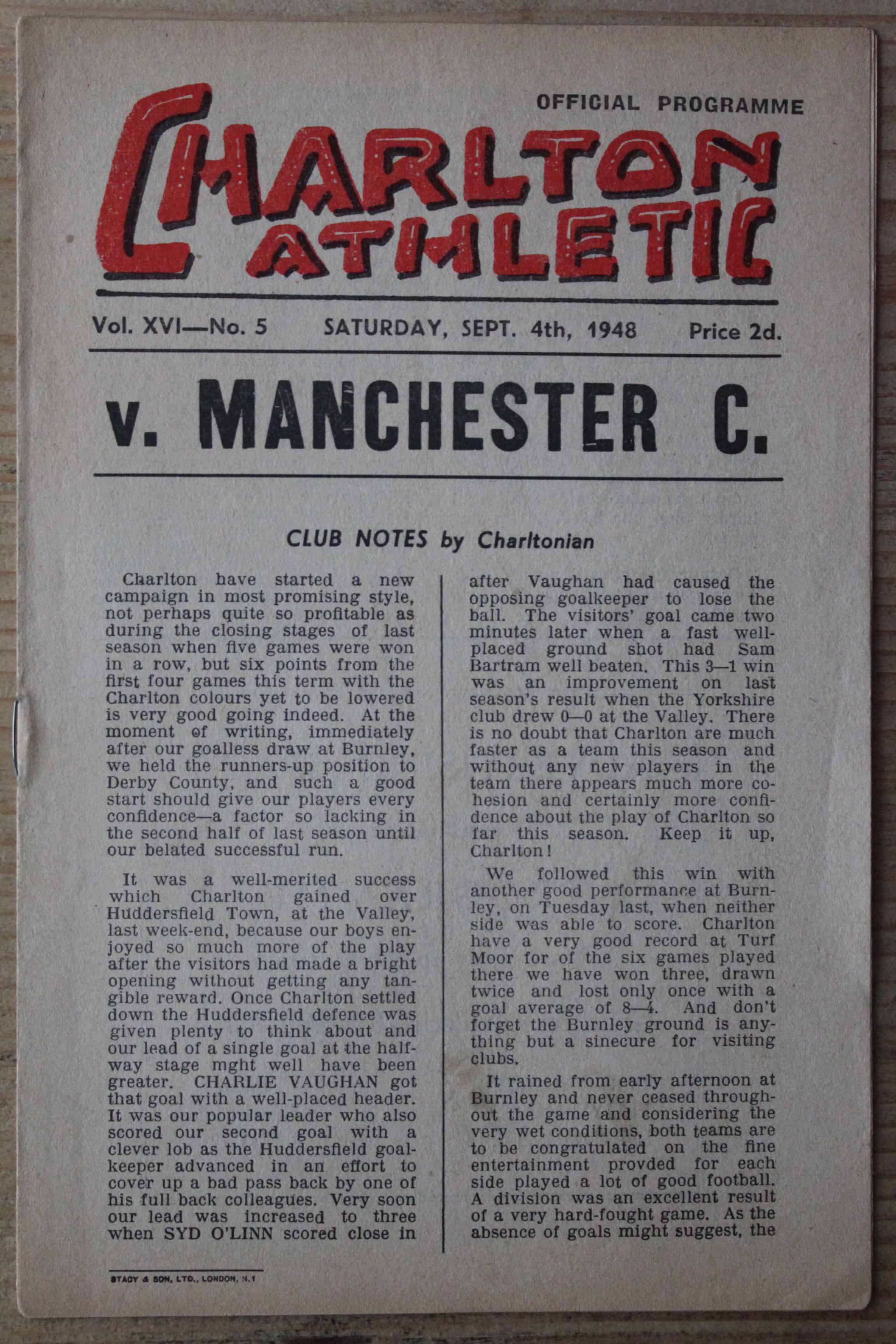 Charlton Athletic FC v Manchester City FC