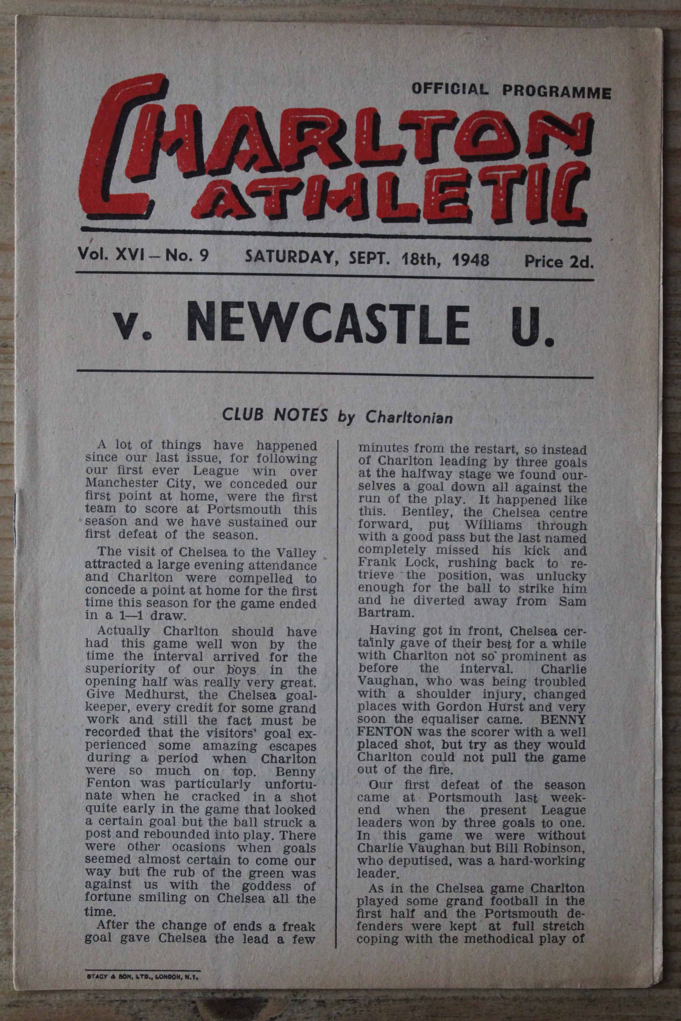 Charlton Athletic FC v Newcastle United FC