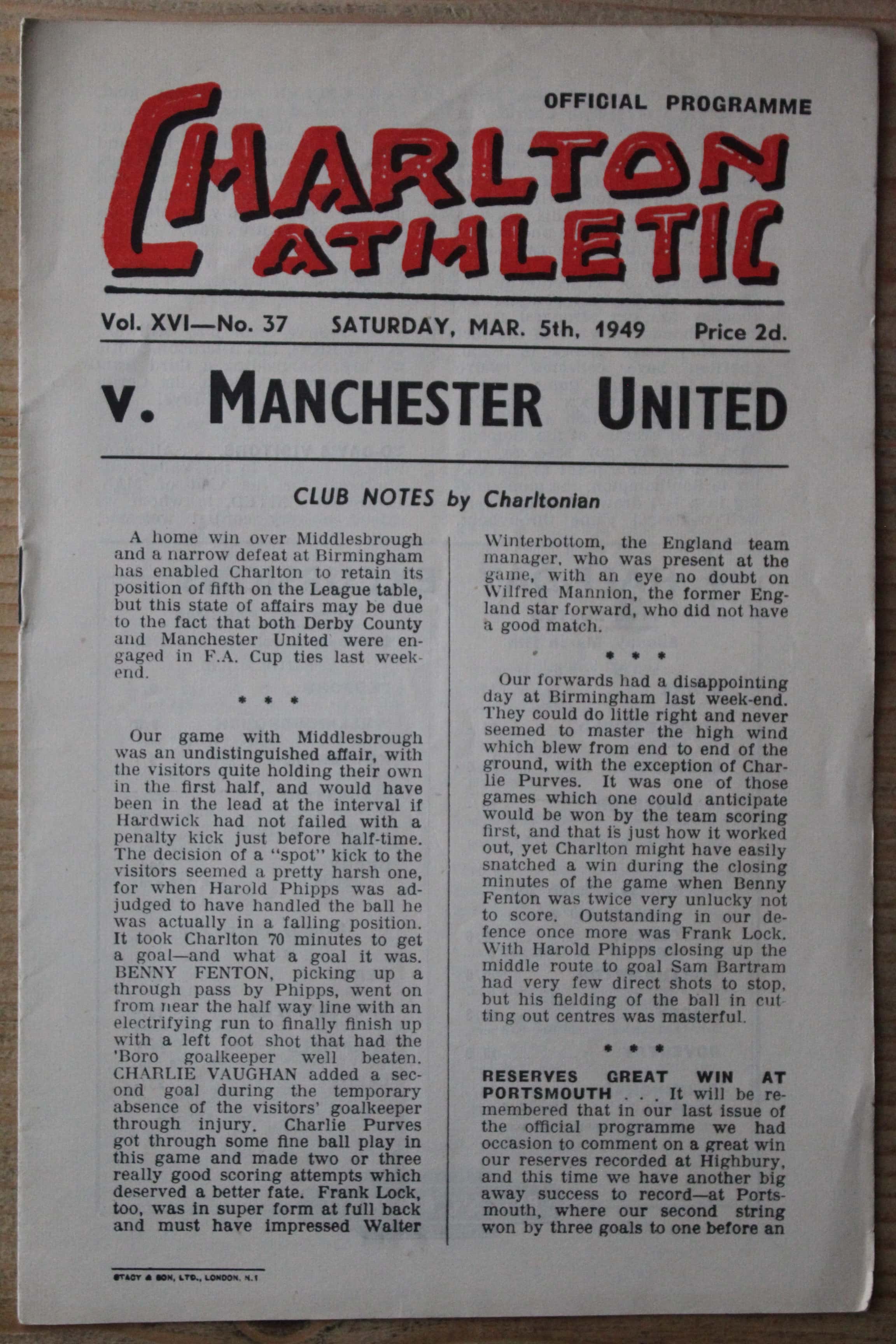 Charlton Athletic FC v Manchester United FC