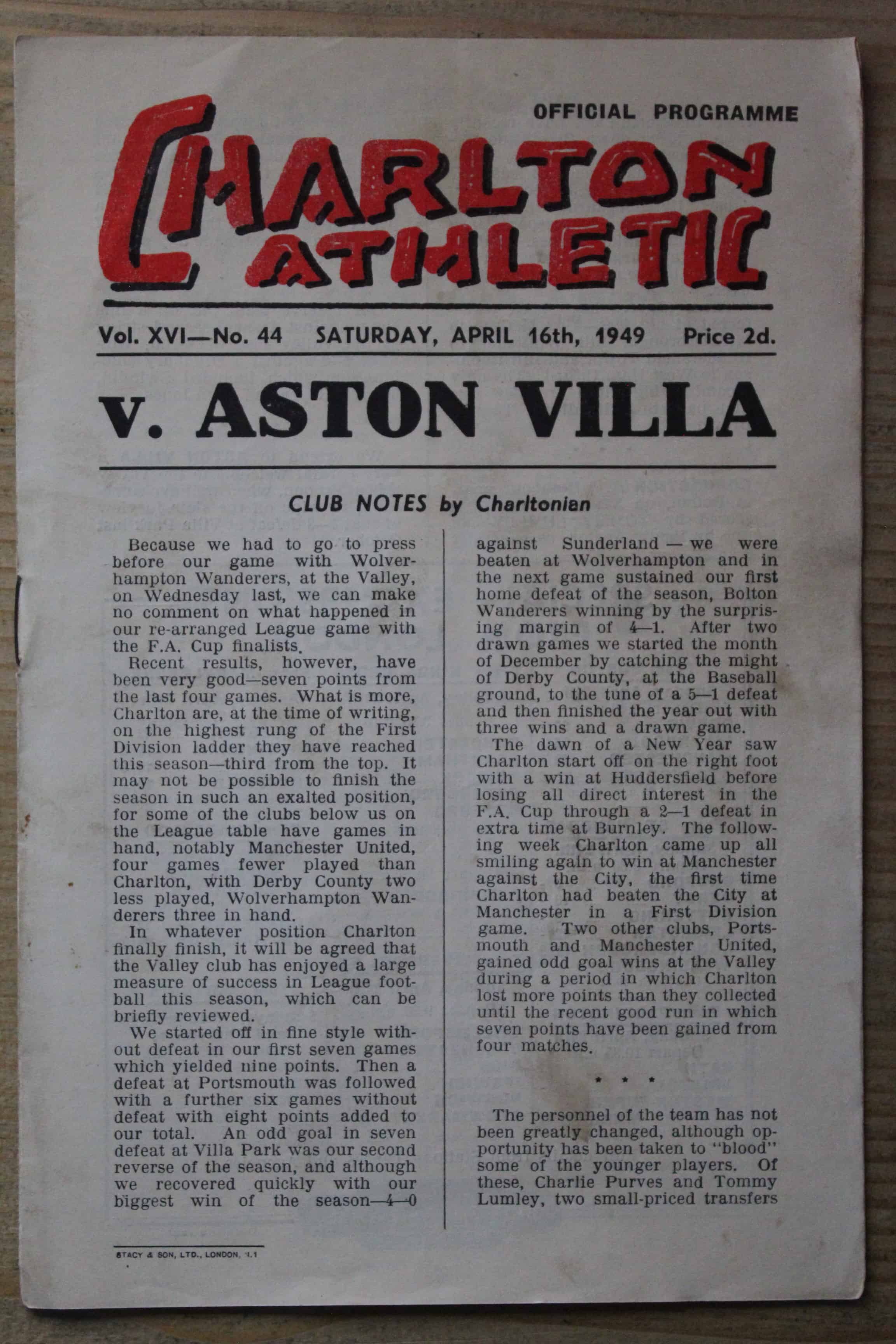 Charlton Athletic FC v Aston Villa FC