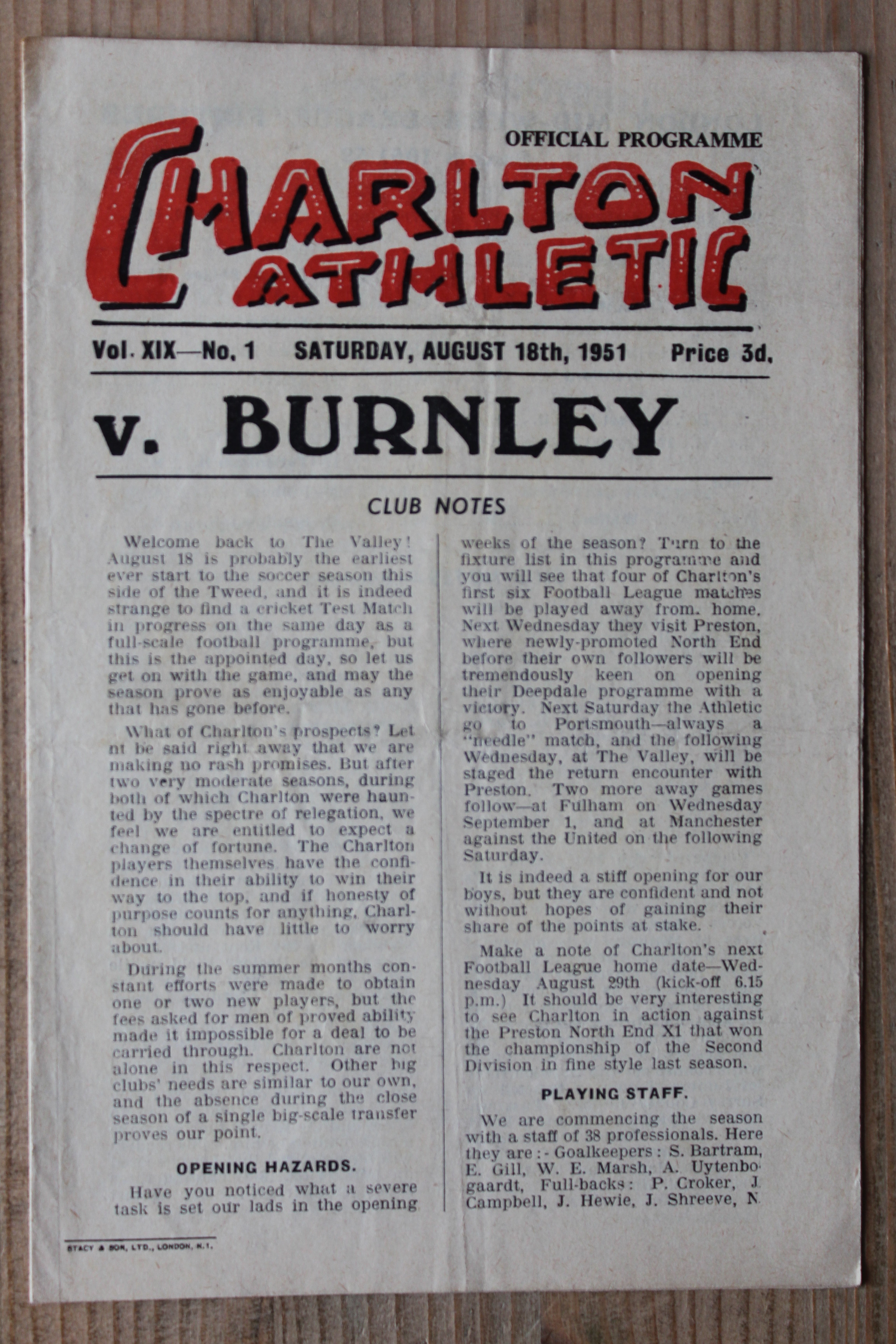 Charlton Athletic FC v Burnley FC