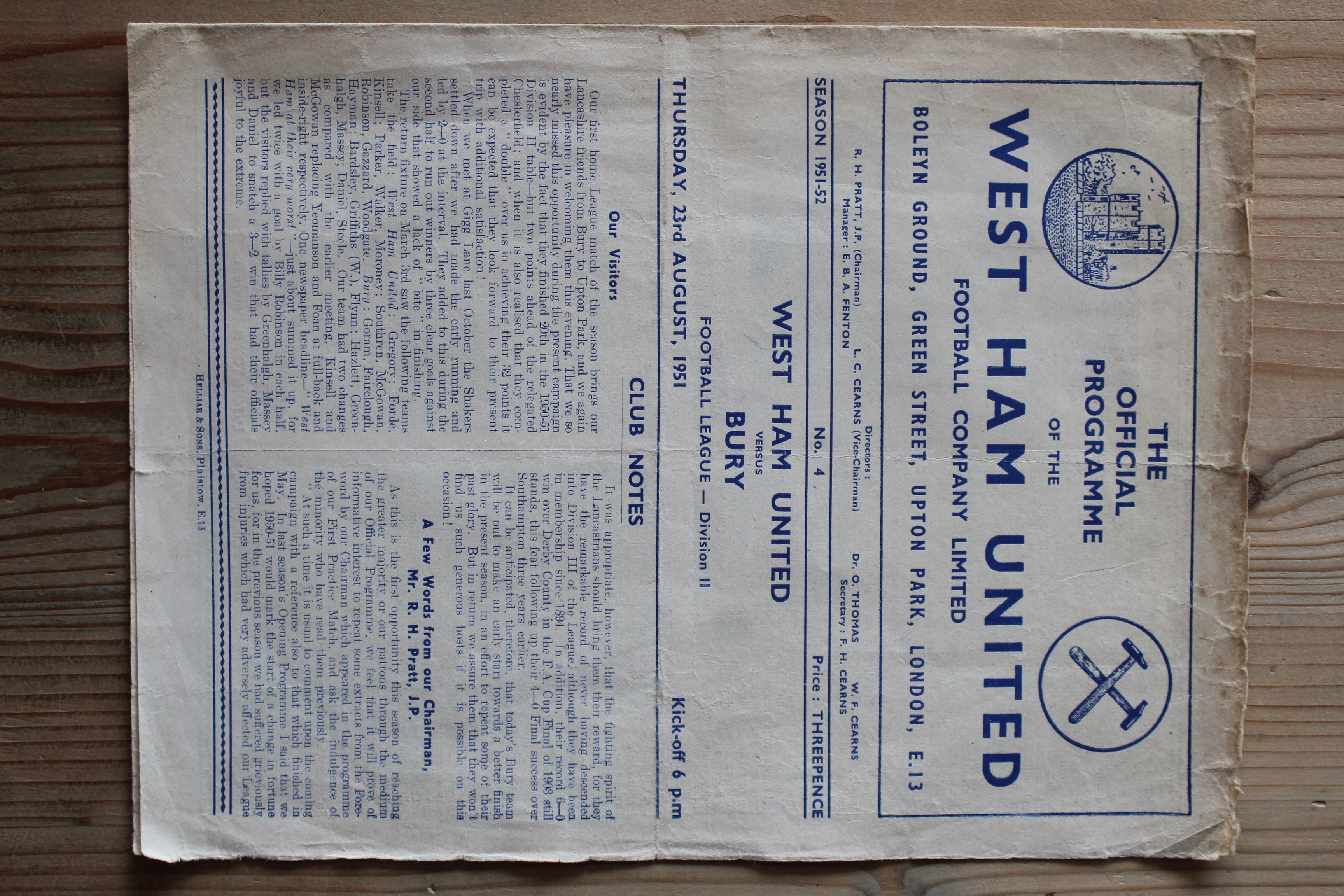 West Ham United FC v Bury FC