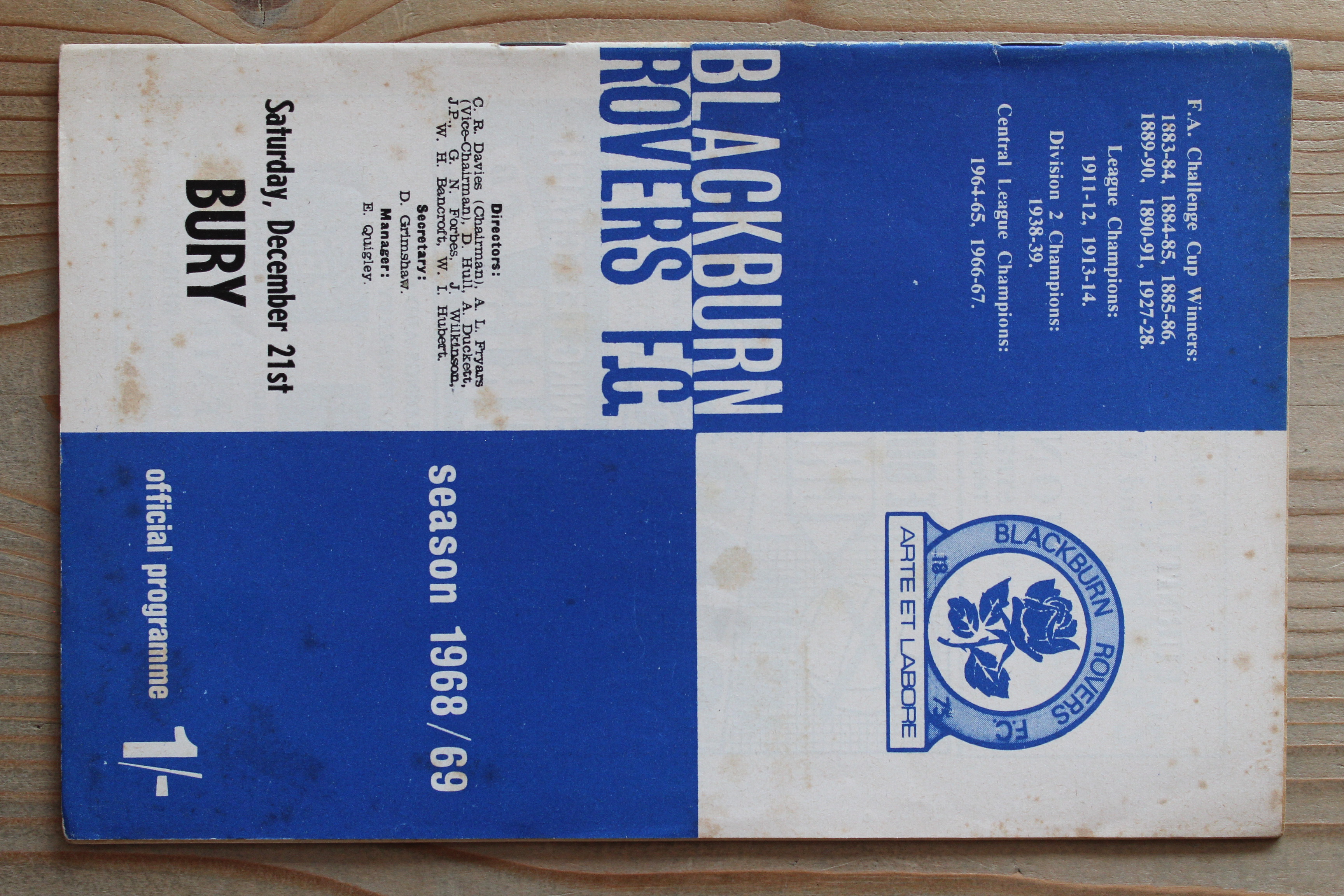 Blackburn Rovers FC v Bury FC