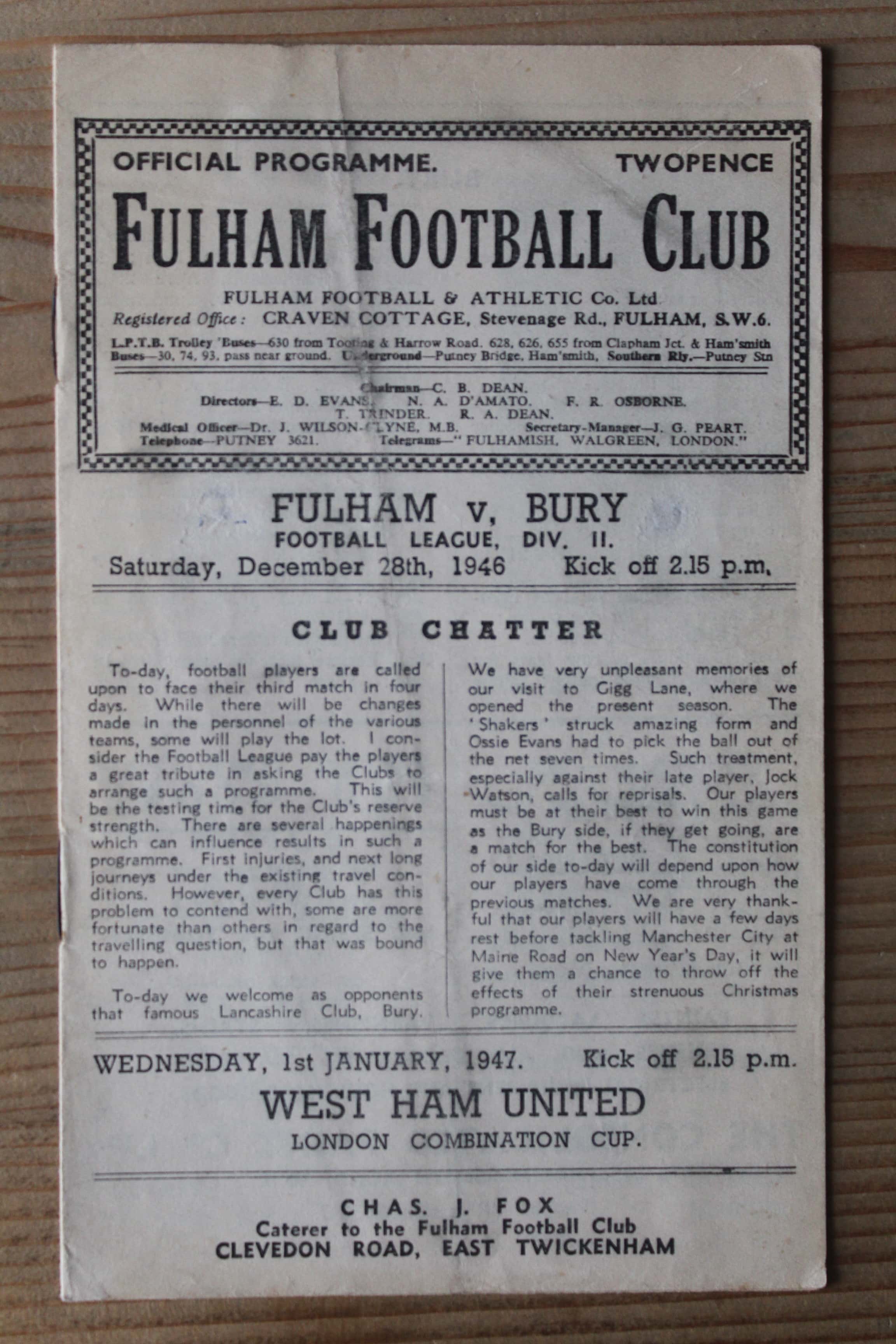 Fulham FC v Bury FC