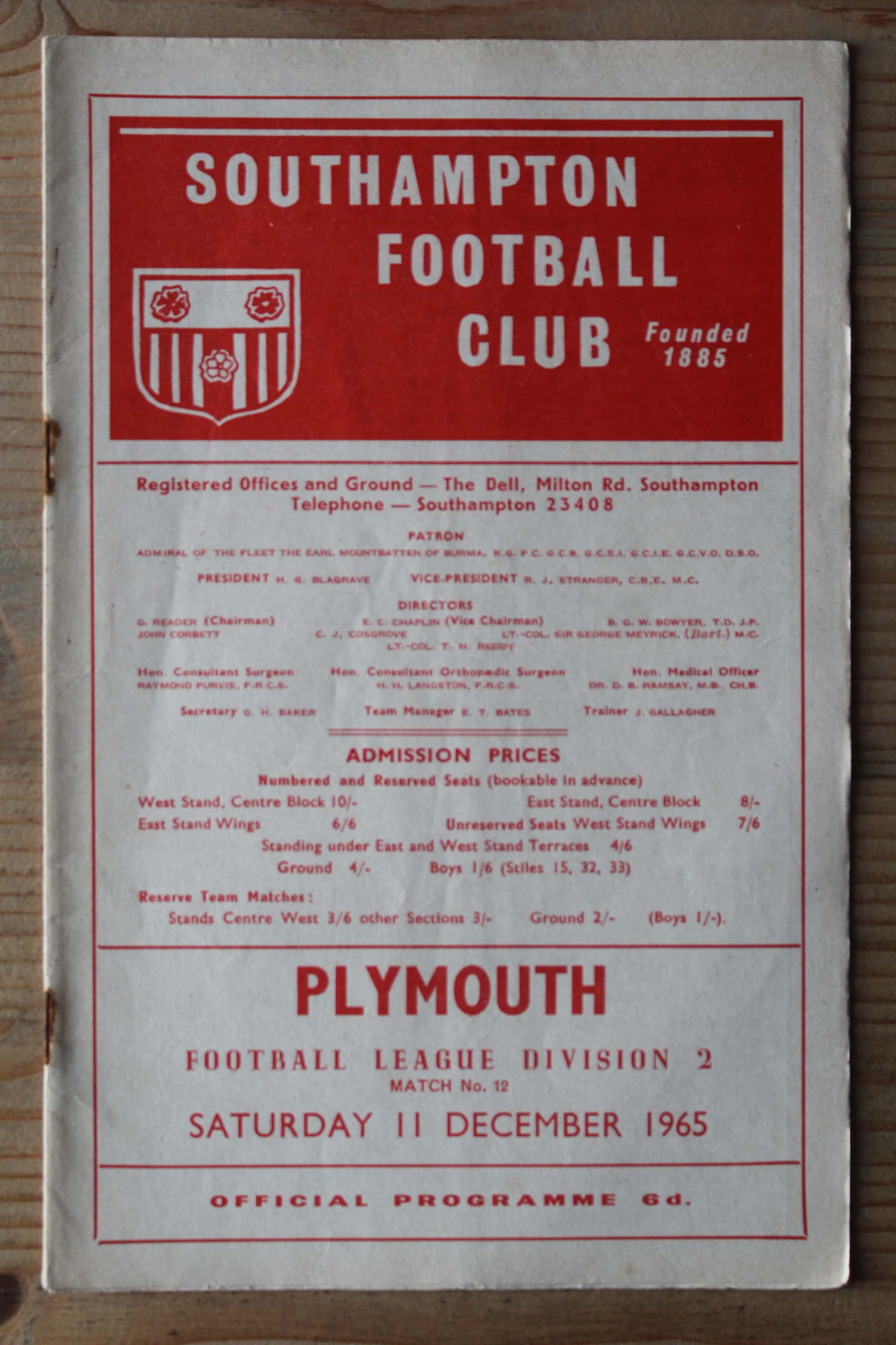 Southampton FC v Plymouth Argyle FC