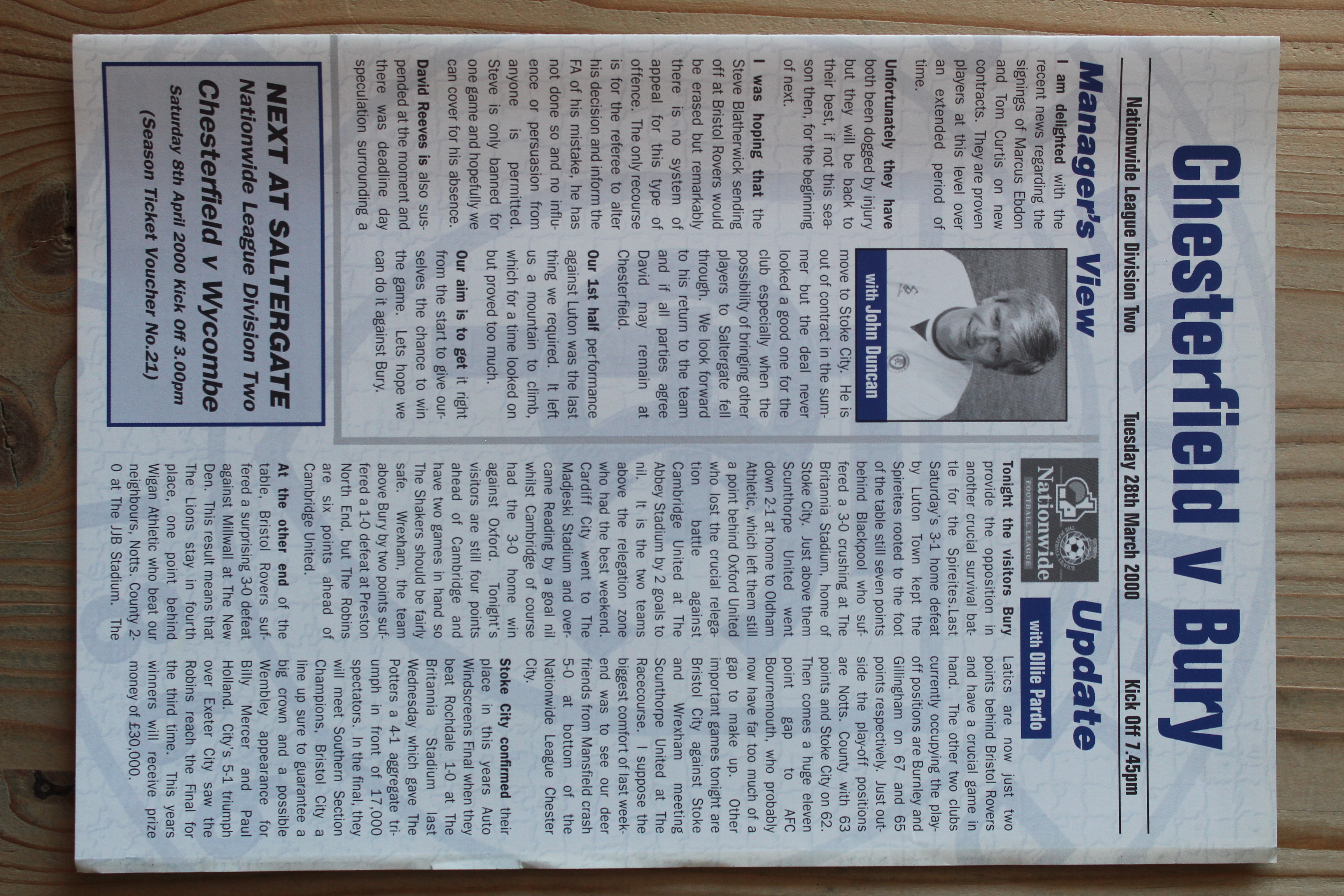 Chesterfield FC v Bury FC