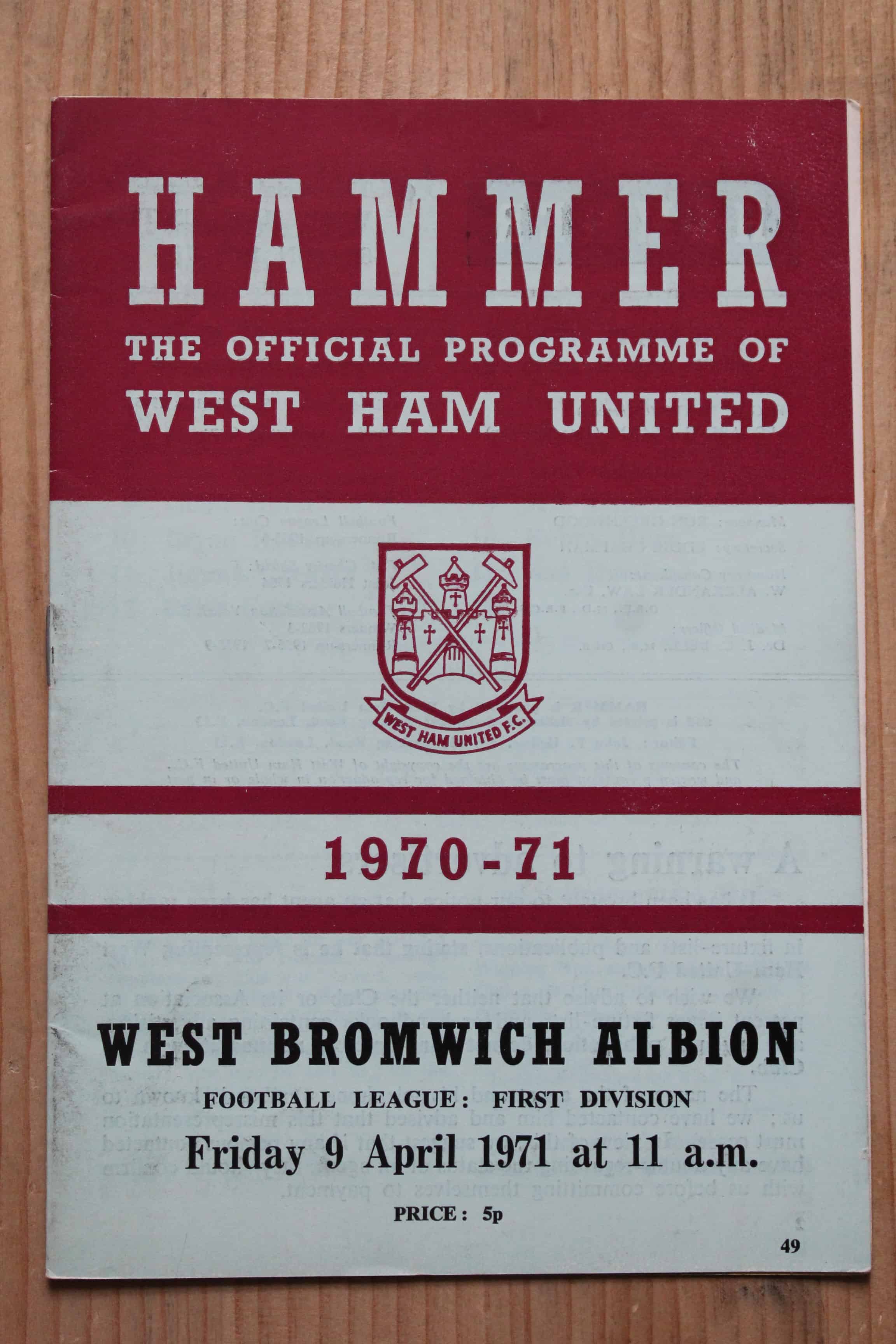 West Ham United FC v West Bromwich Albion FC 