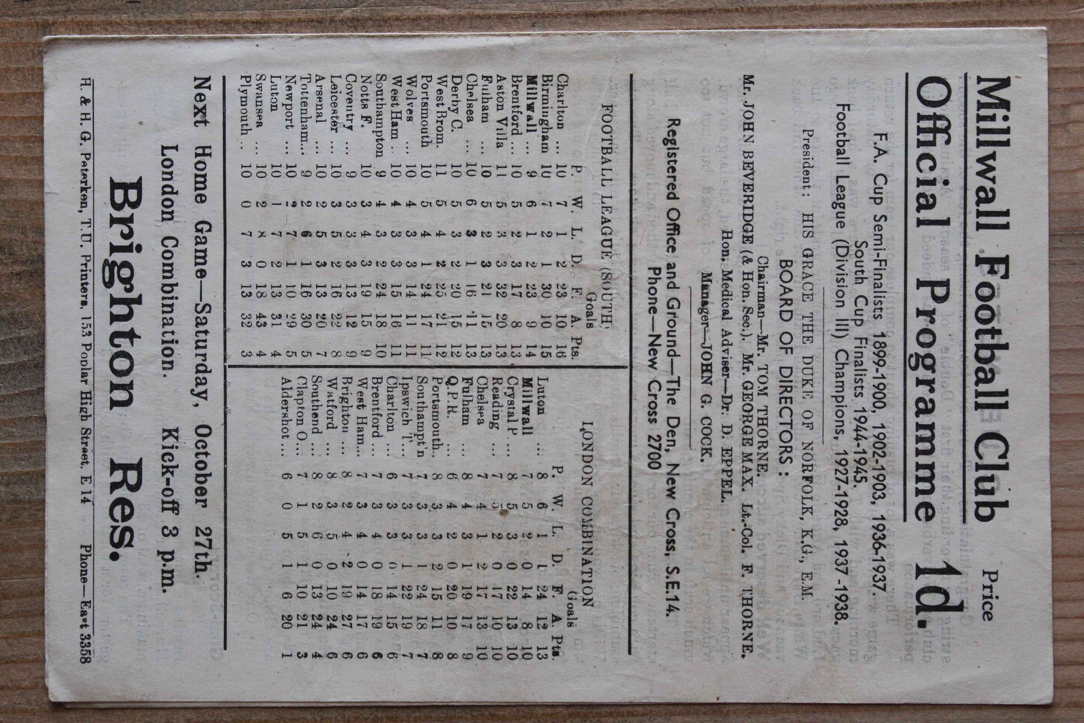 Millwall FC v West Ham United FC