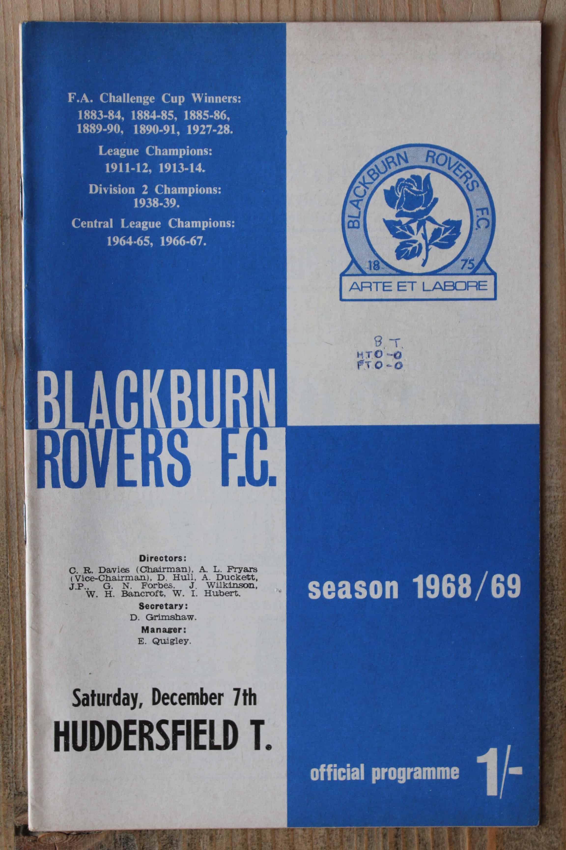 Blackburn Rovers FC v Huddersfield Town FC