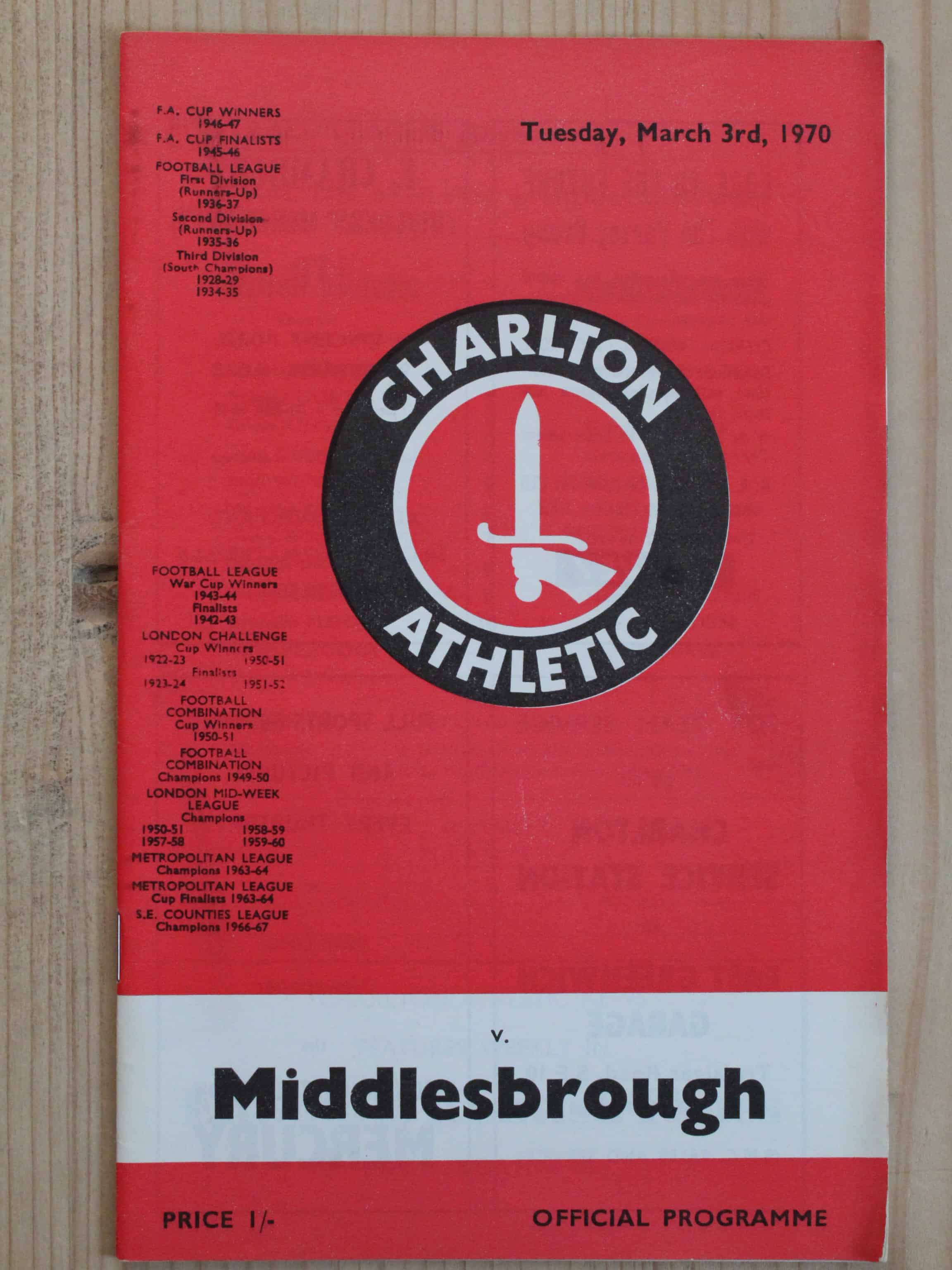 Charlton Athletic FC v Middlesbrough FC