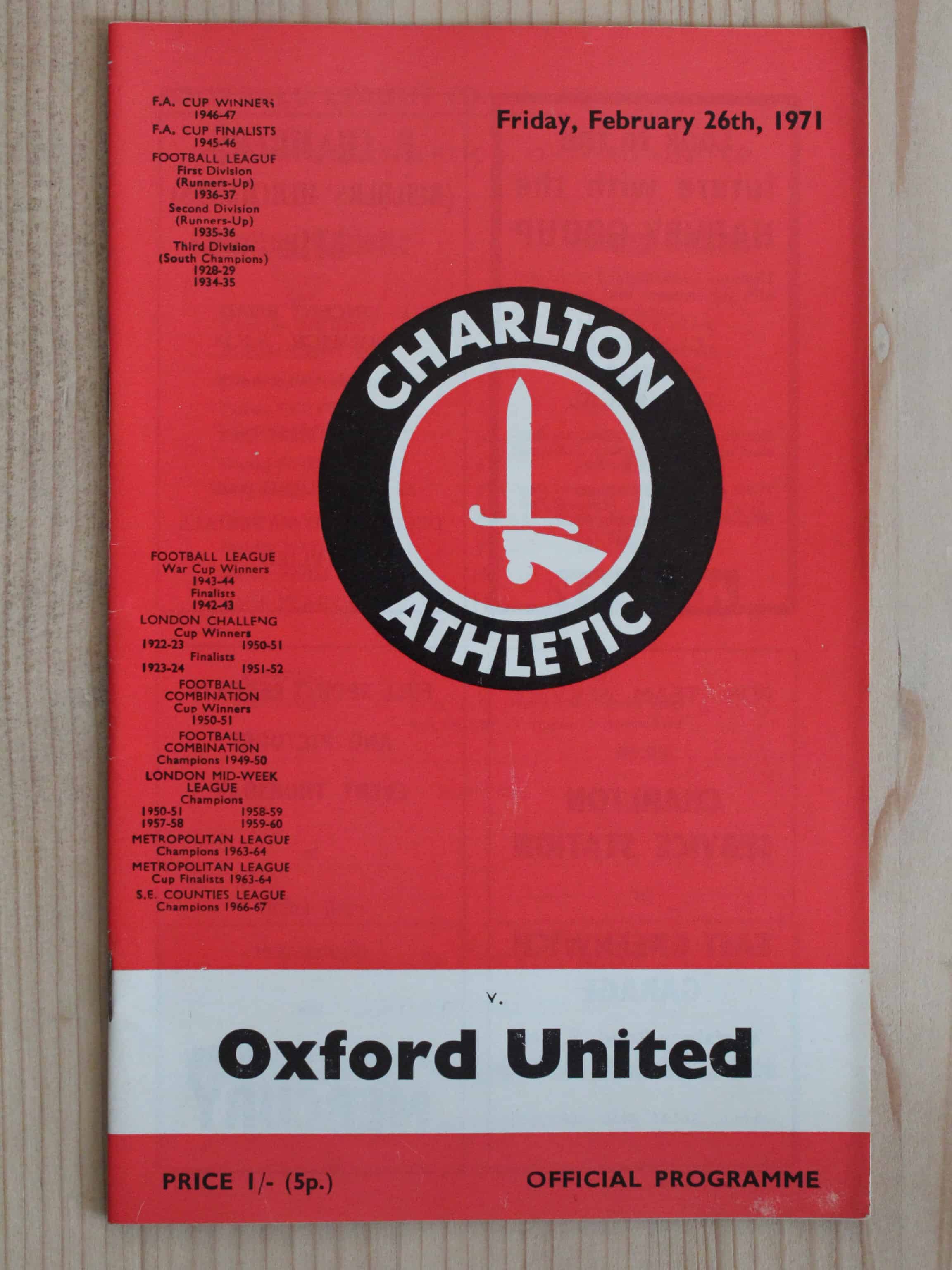 Charlton Athletic FC v Oxford United FC