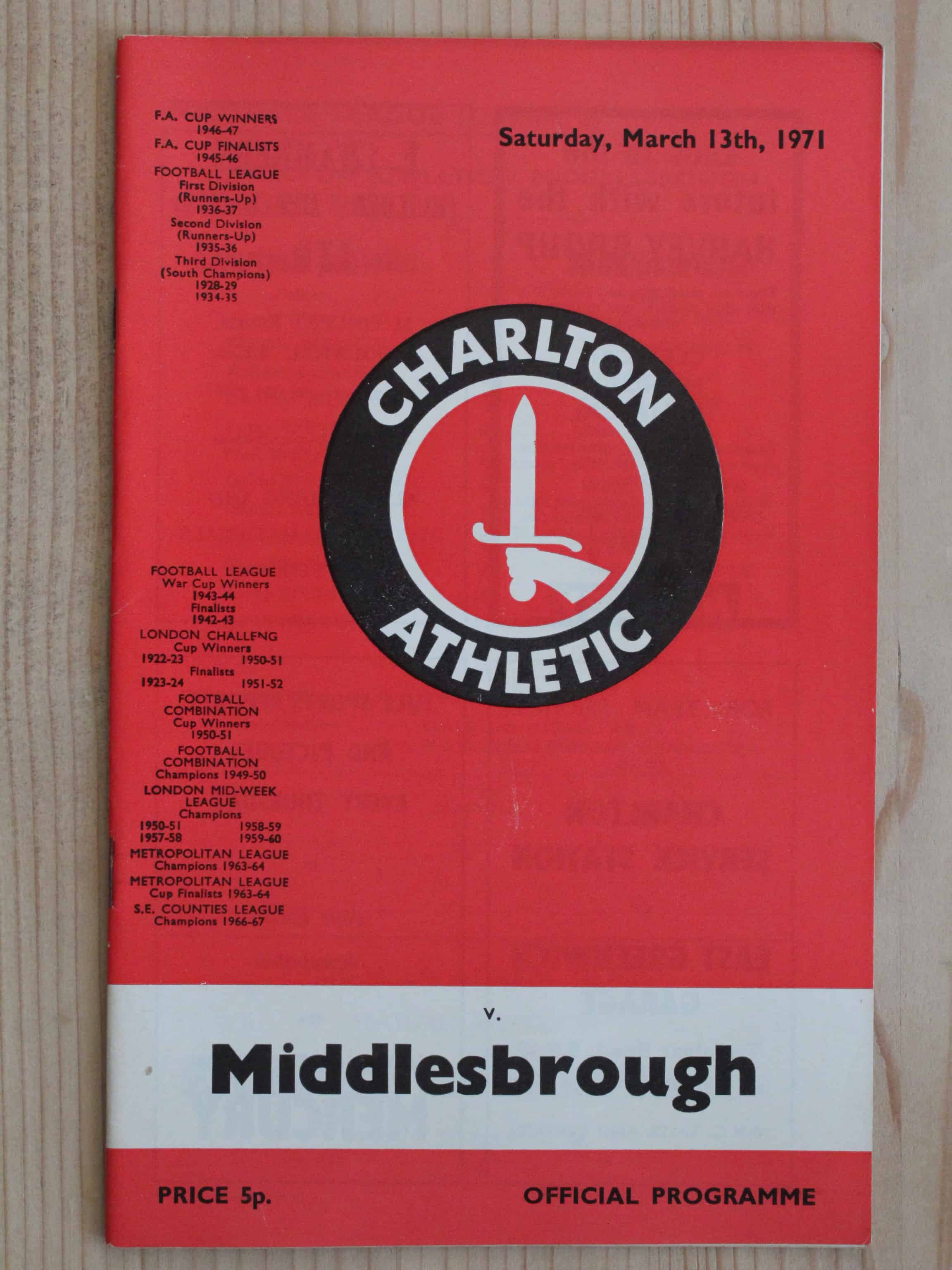 Charlton Athletic FC v Middlesbrough FC