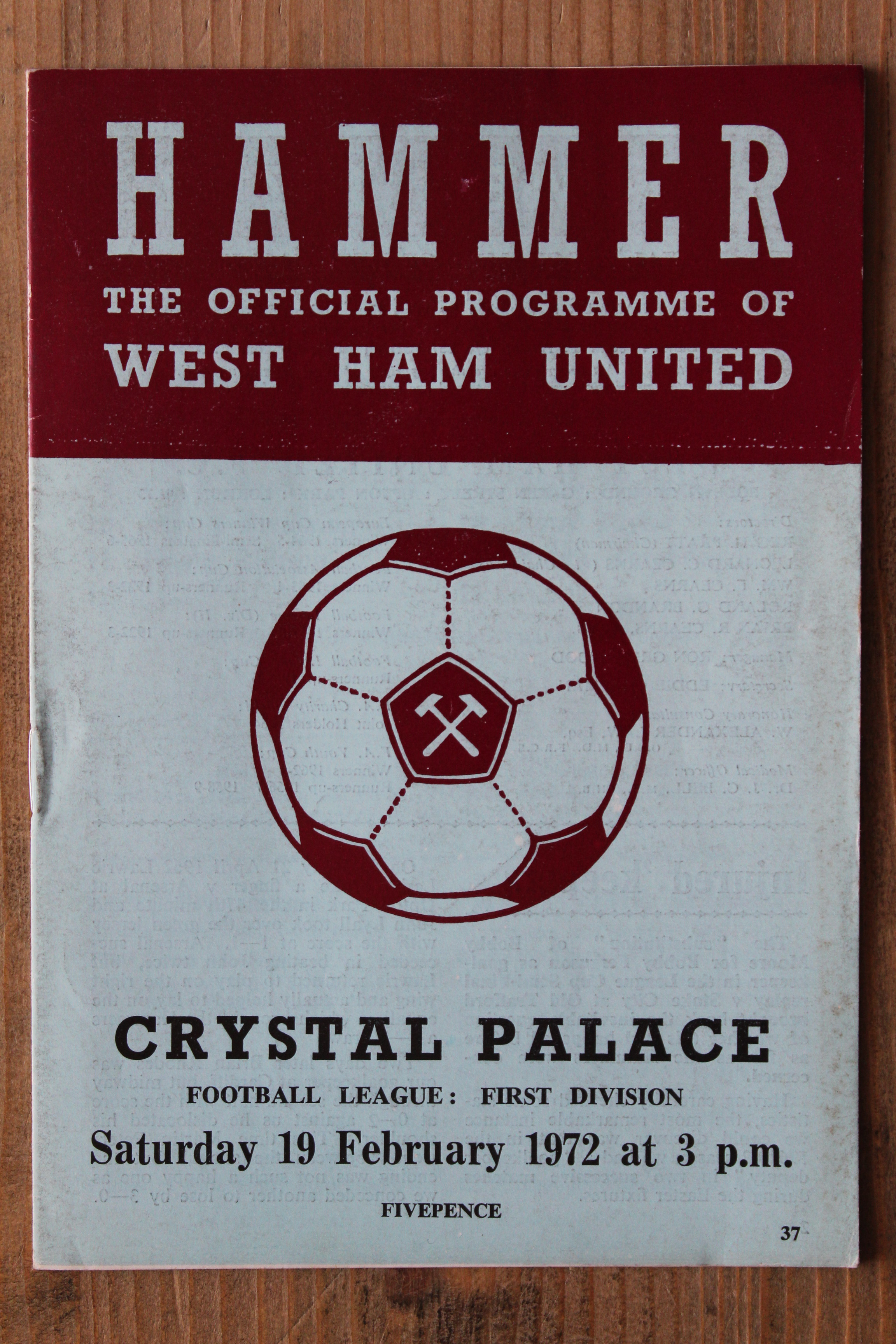 West Ham United FC v Crystal Palace FC