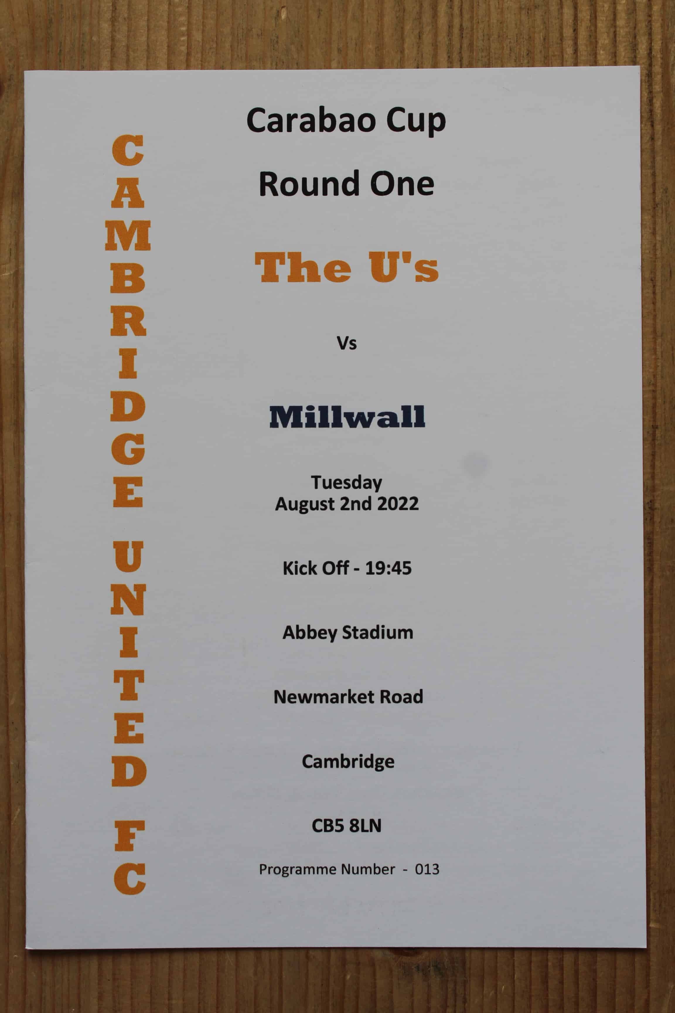 Cambridge United FC v Millwall FC