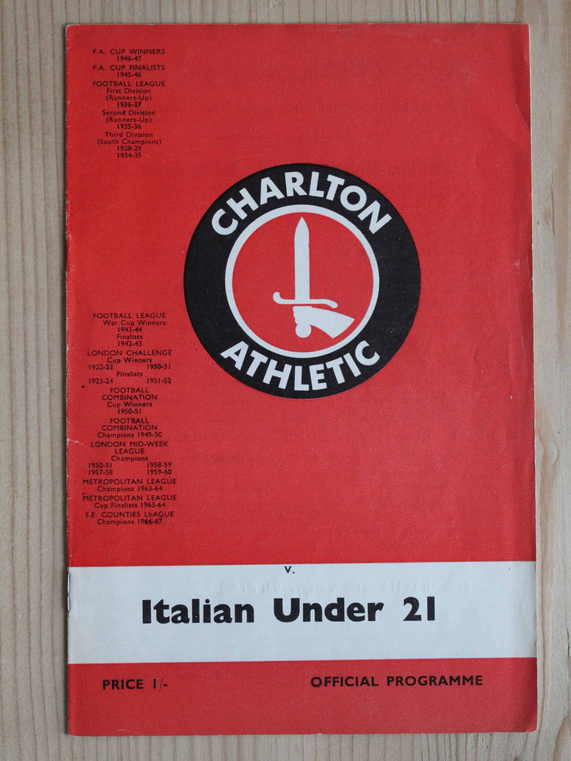 Charlton Athletic FC v Italy (U21`s)