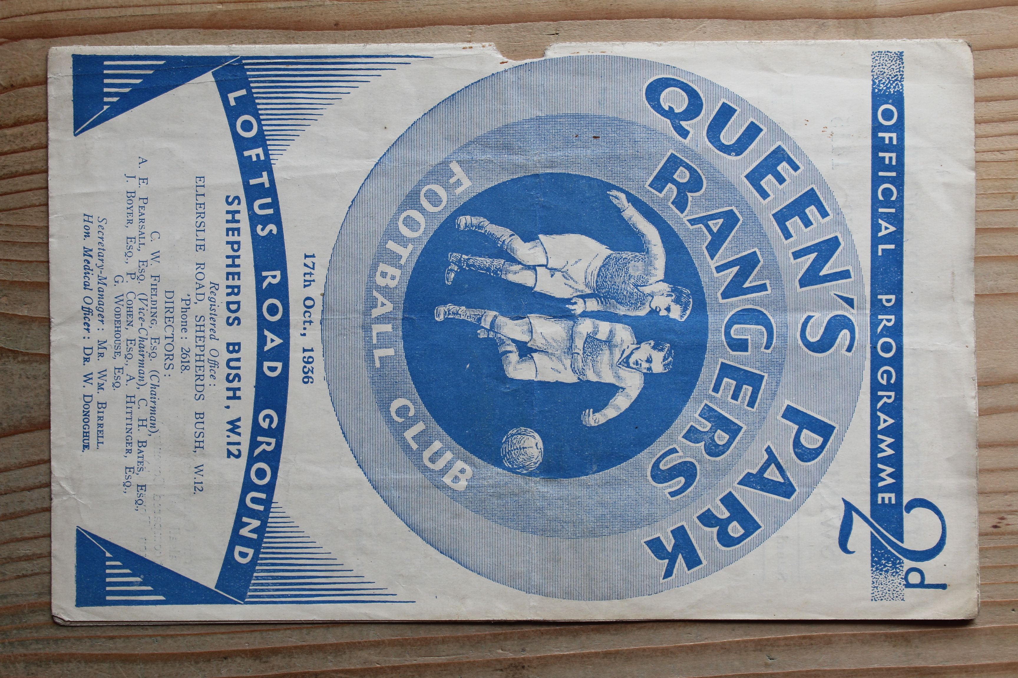 Queens Park Rangers FC v Swindon Town FC(17/10/1936)