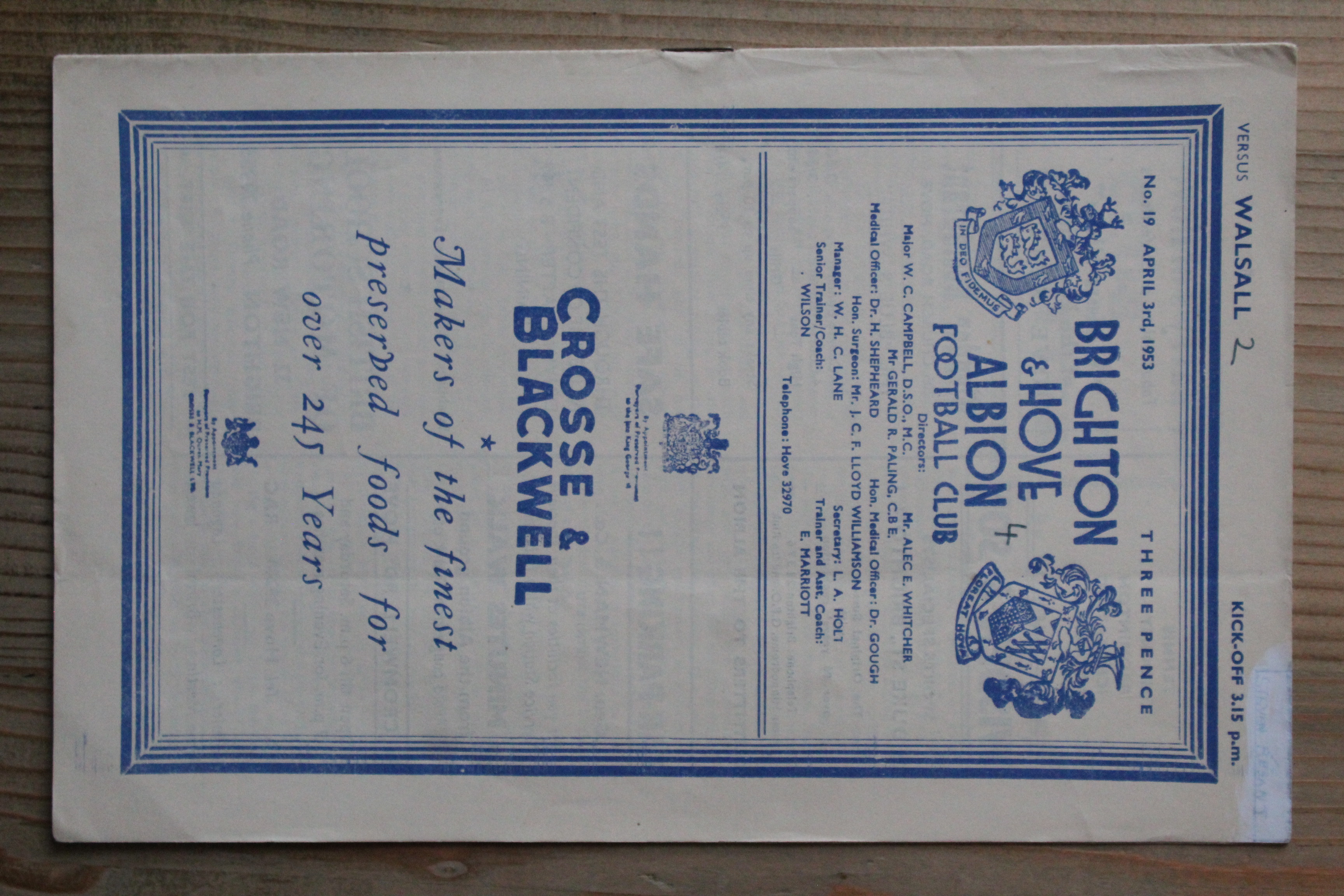 Brighton & Hove Albion FC v Walsall FC