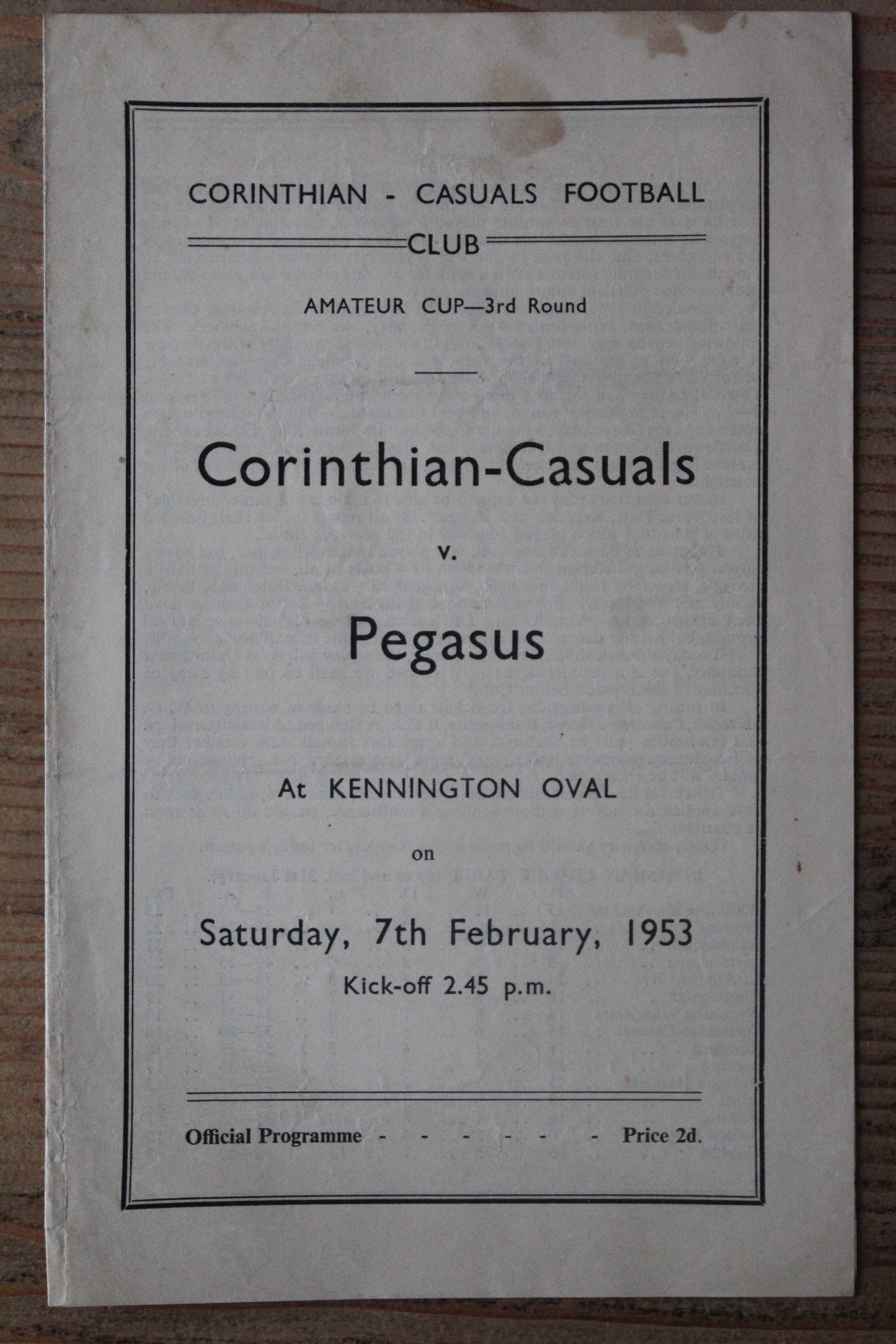 Corinthians Casuals v Pegasus 