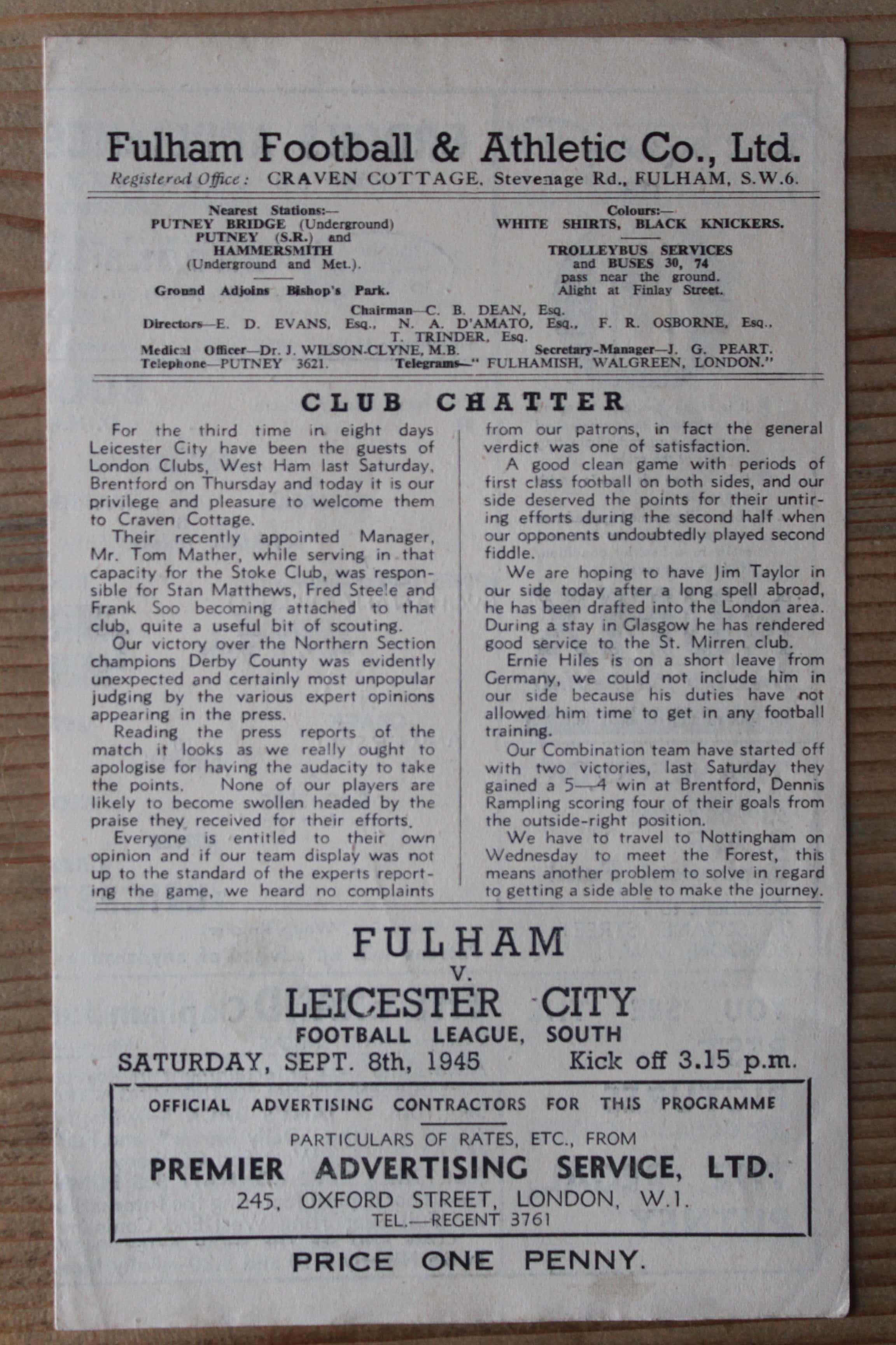 Fulham (Res) v Leicester City (Res)