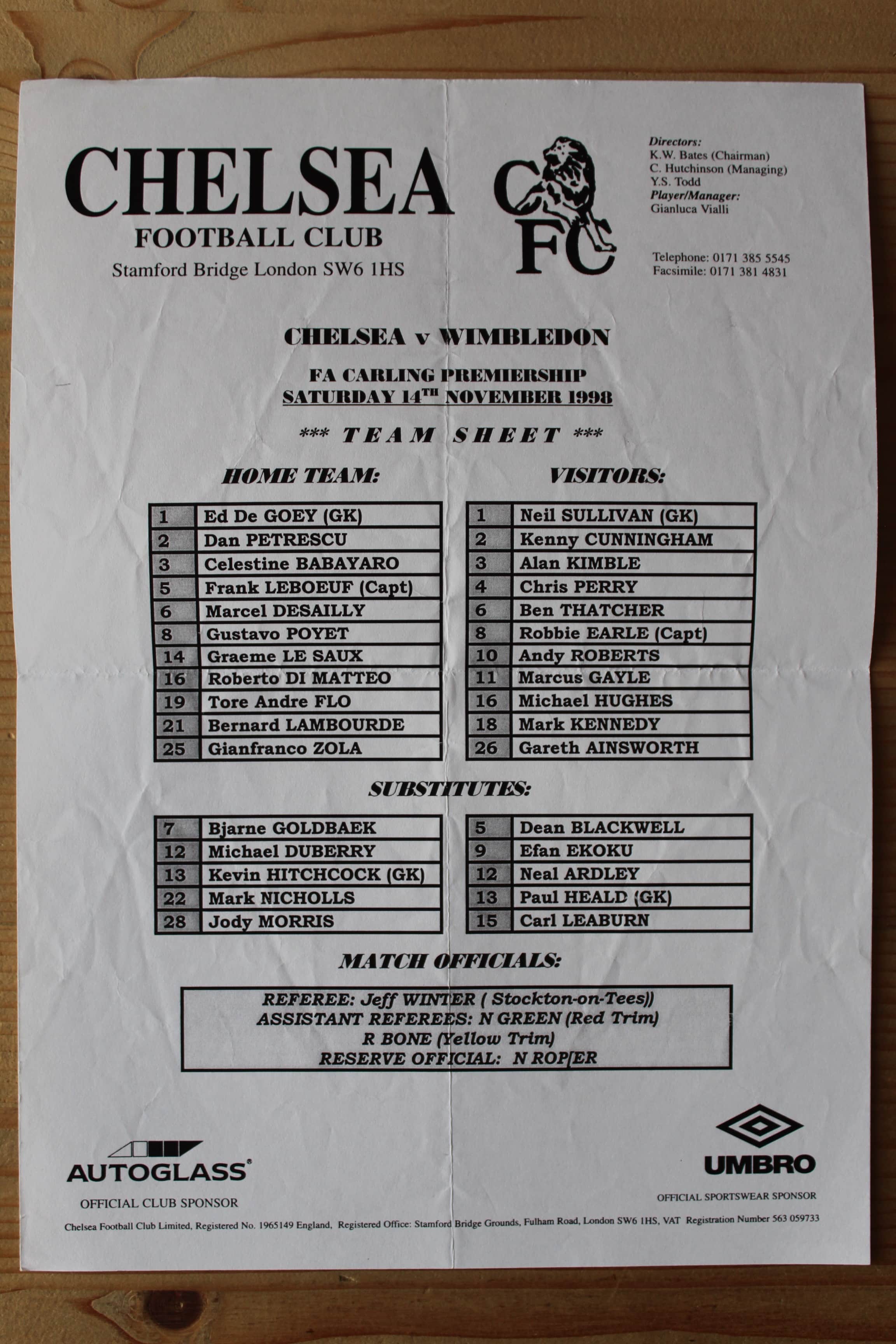Chelsea FC v Wimbledon