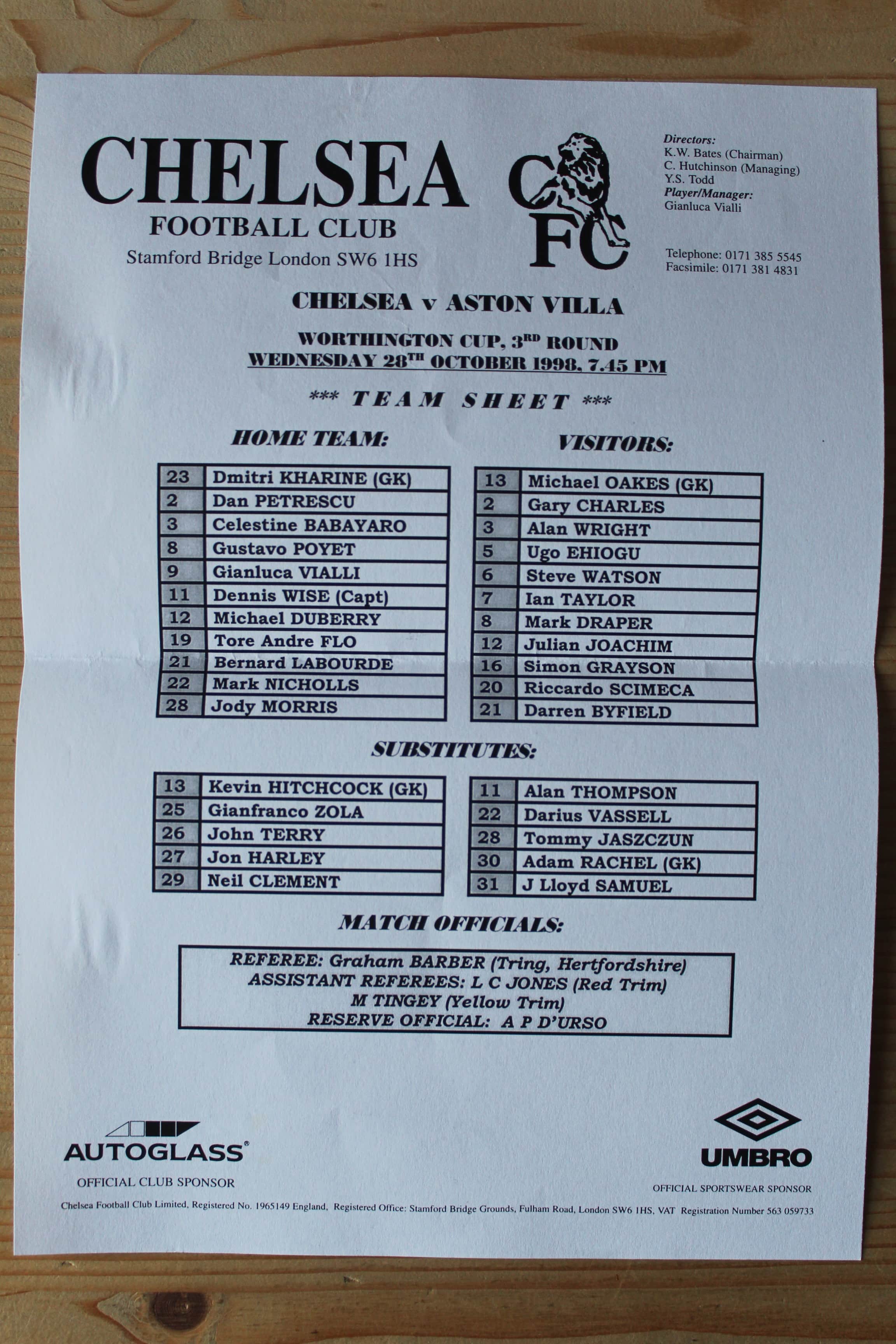 Chelsea FC v Aston Villa FC
