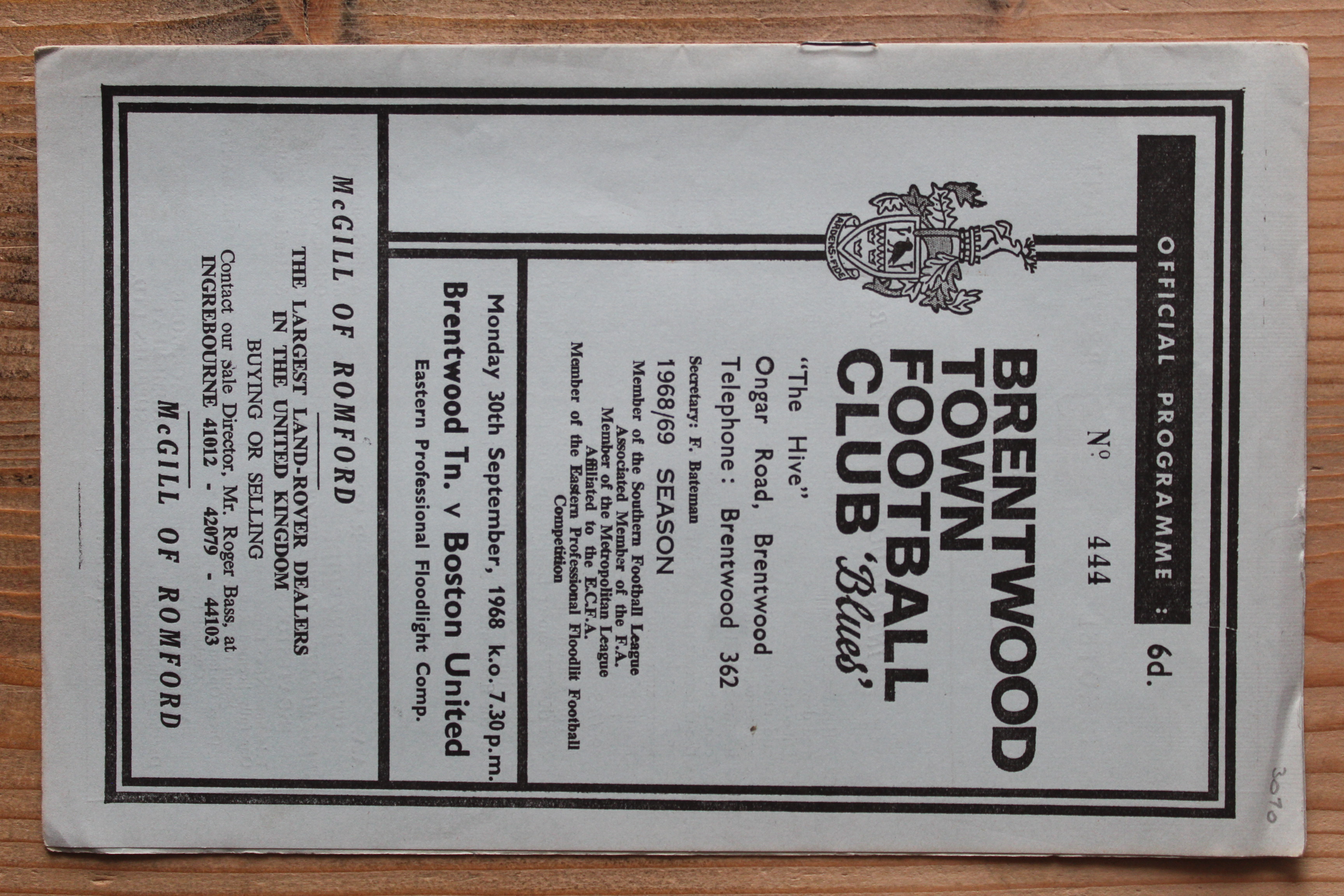 Brentwood Town v Boston United