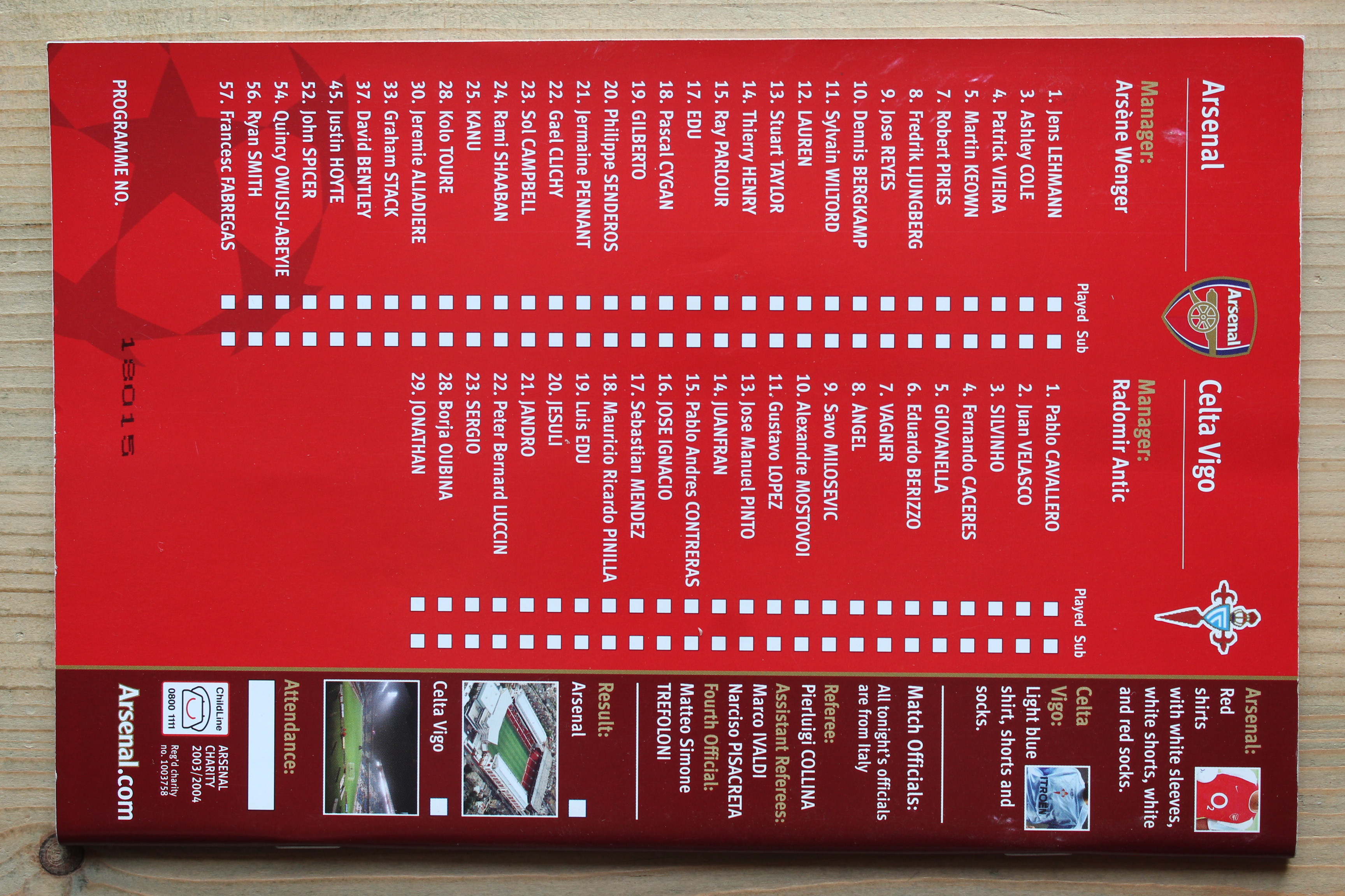 Arsenal FC v Celta Vigo