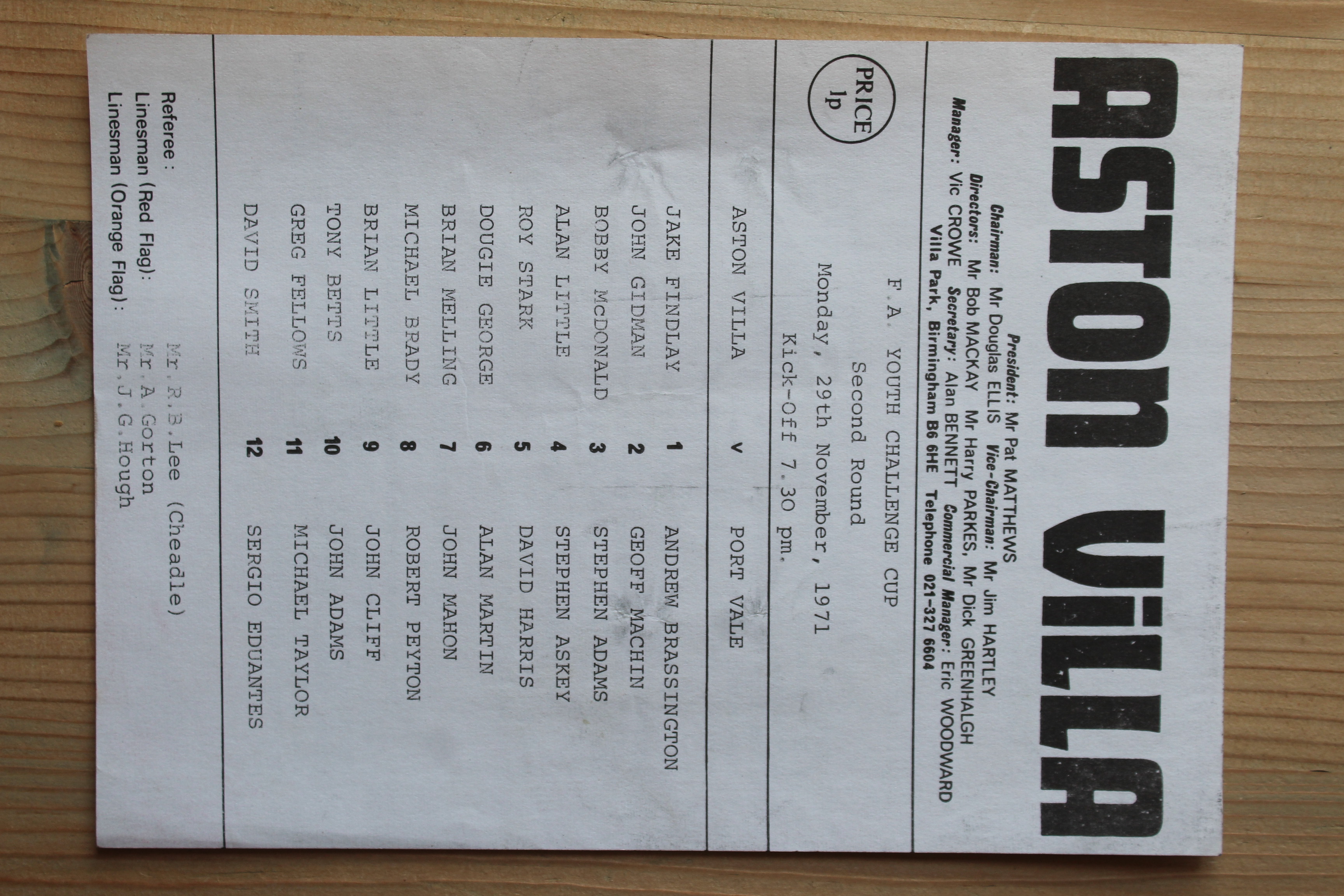 Aston Villa FC v Port Vale FC