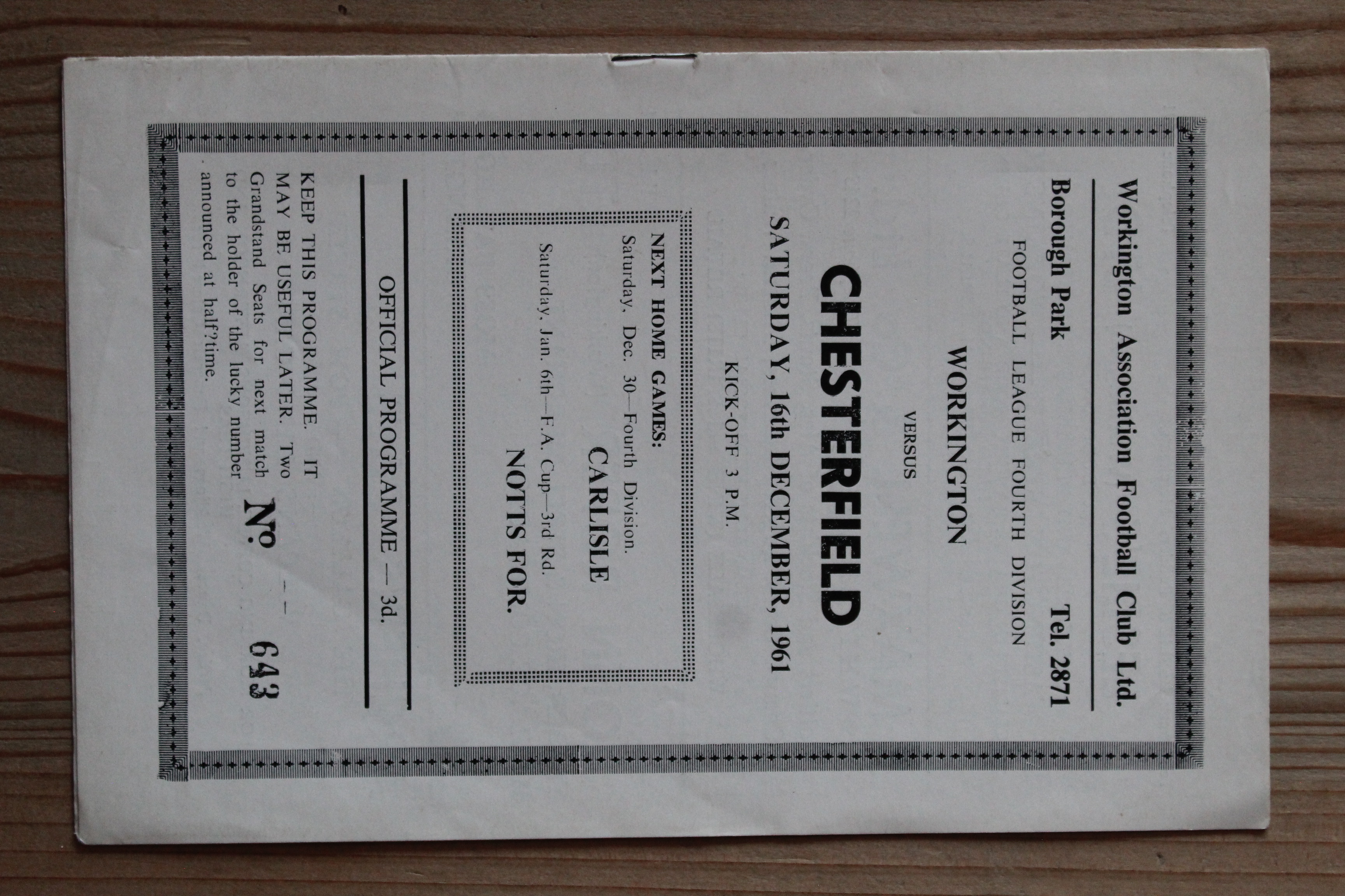 Workington v Chesterfield FC