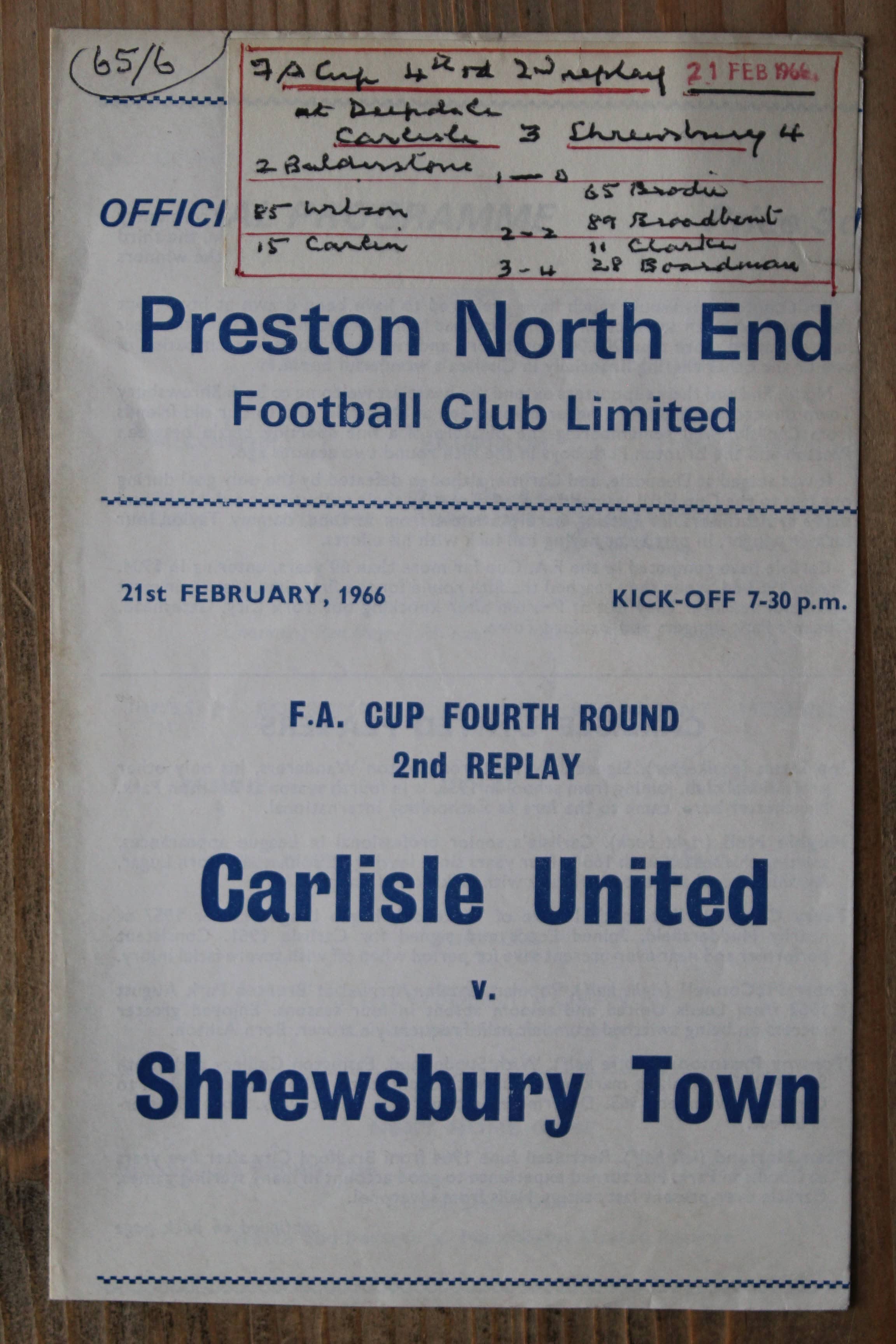 Carlisle United FC v Shrewsbury Town FC