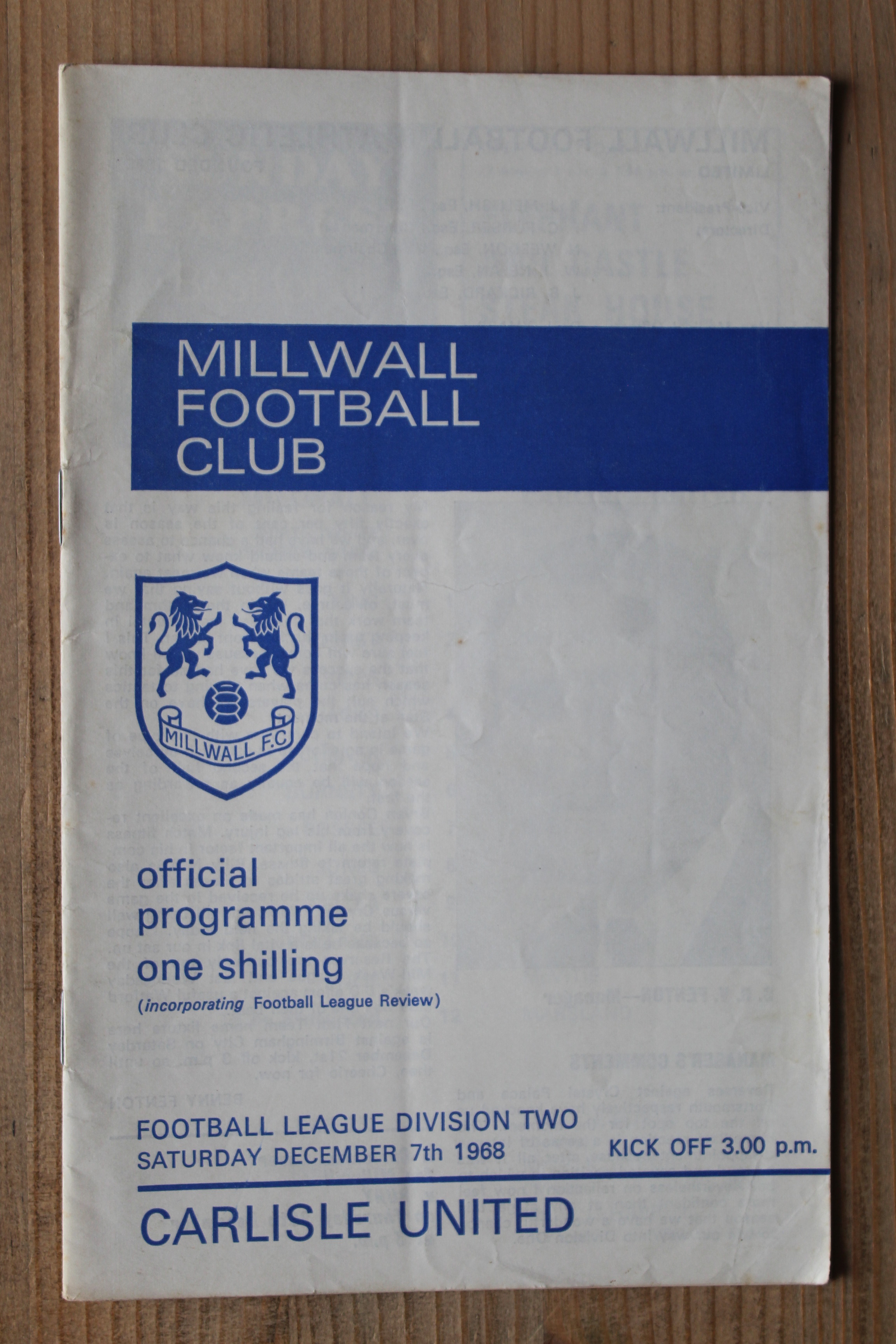Millwall FC v Carlisle United FC