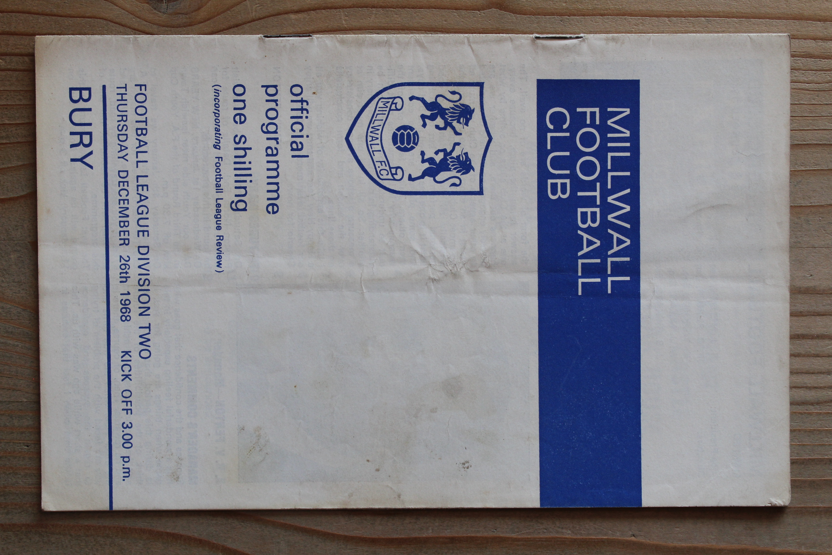 Millwall FC v Bury FC