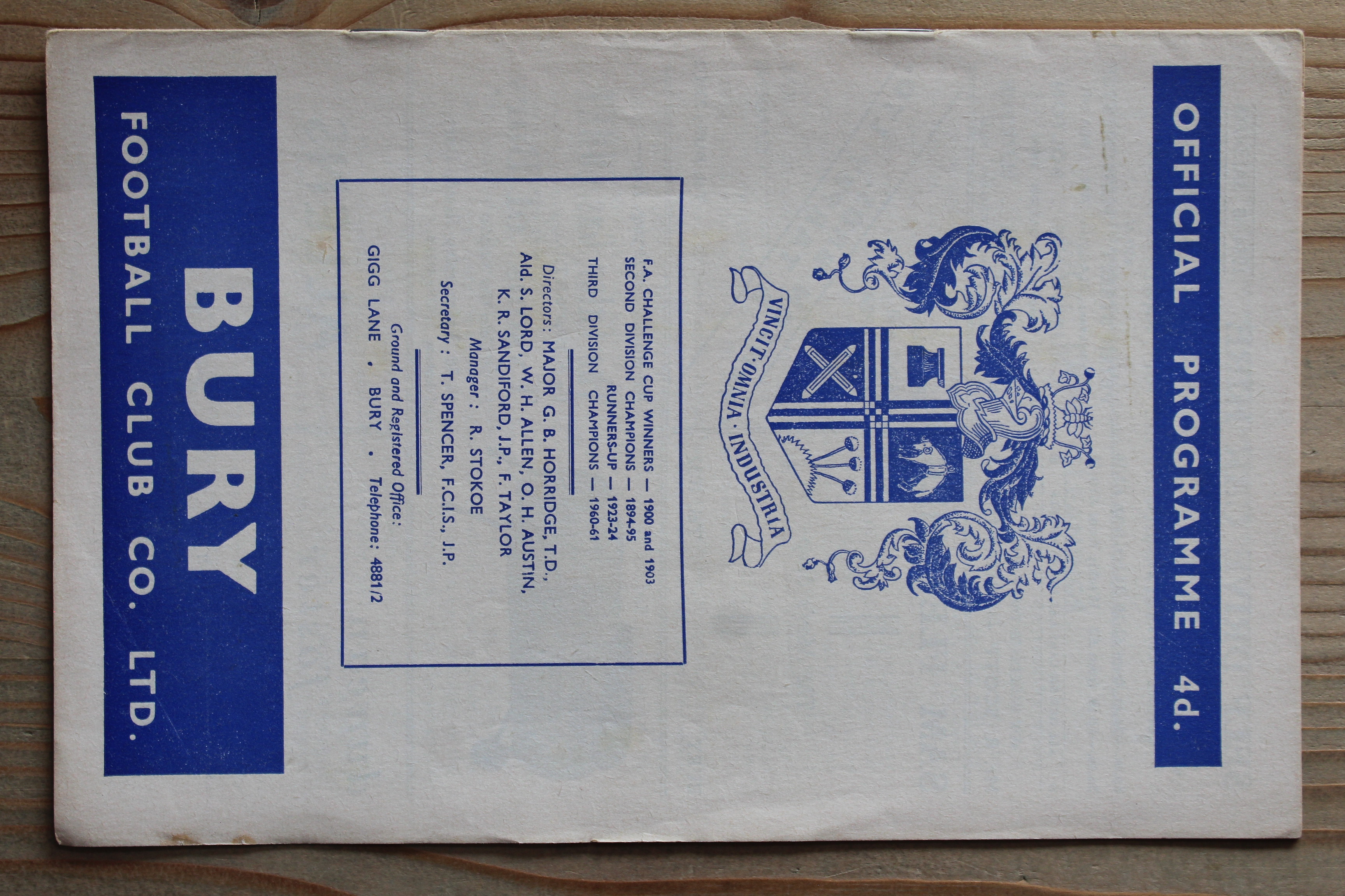 Bury FC v Swansea Town