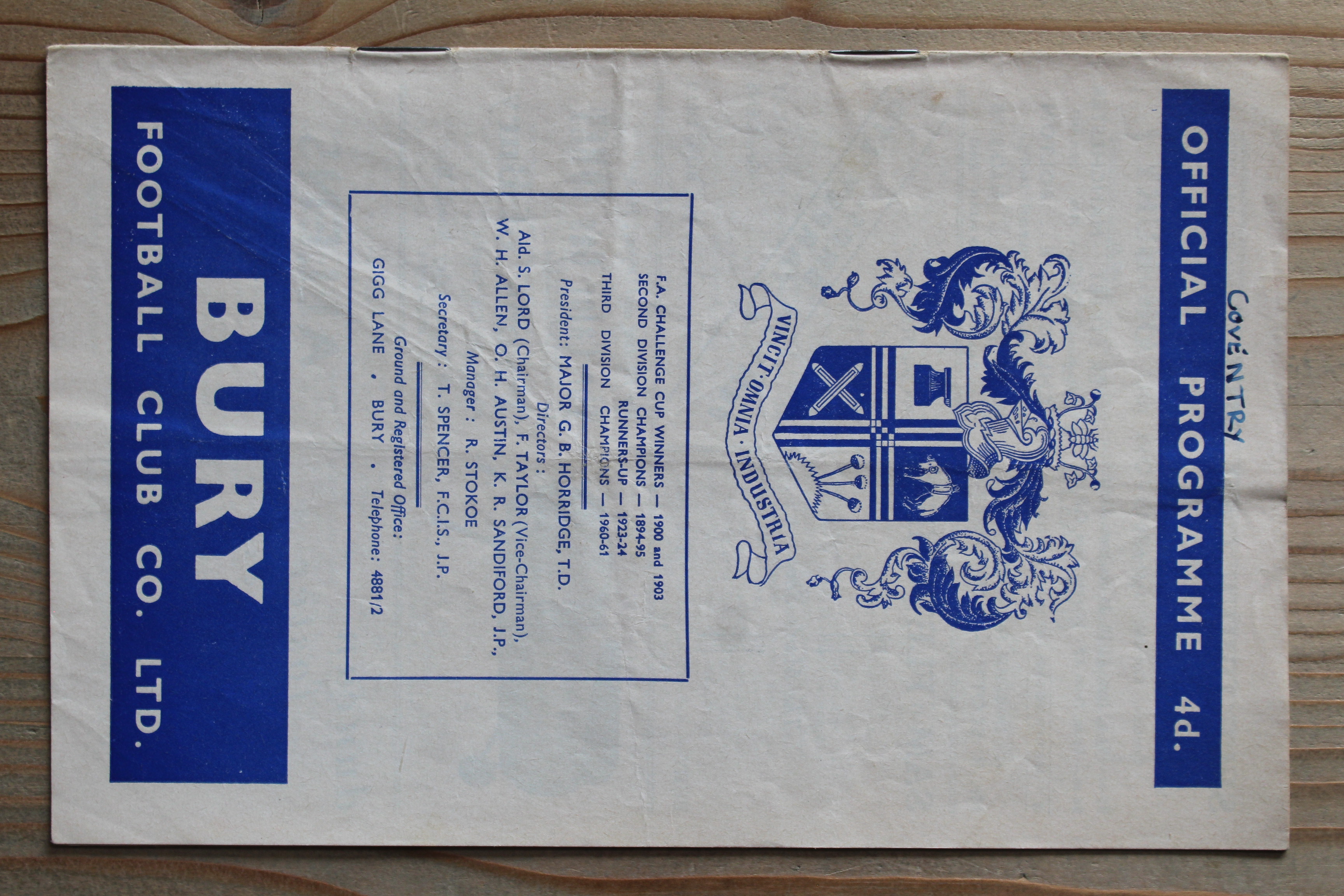 Bury FC v Coventry City FC